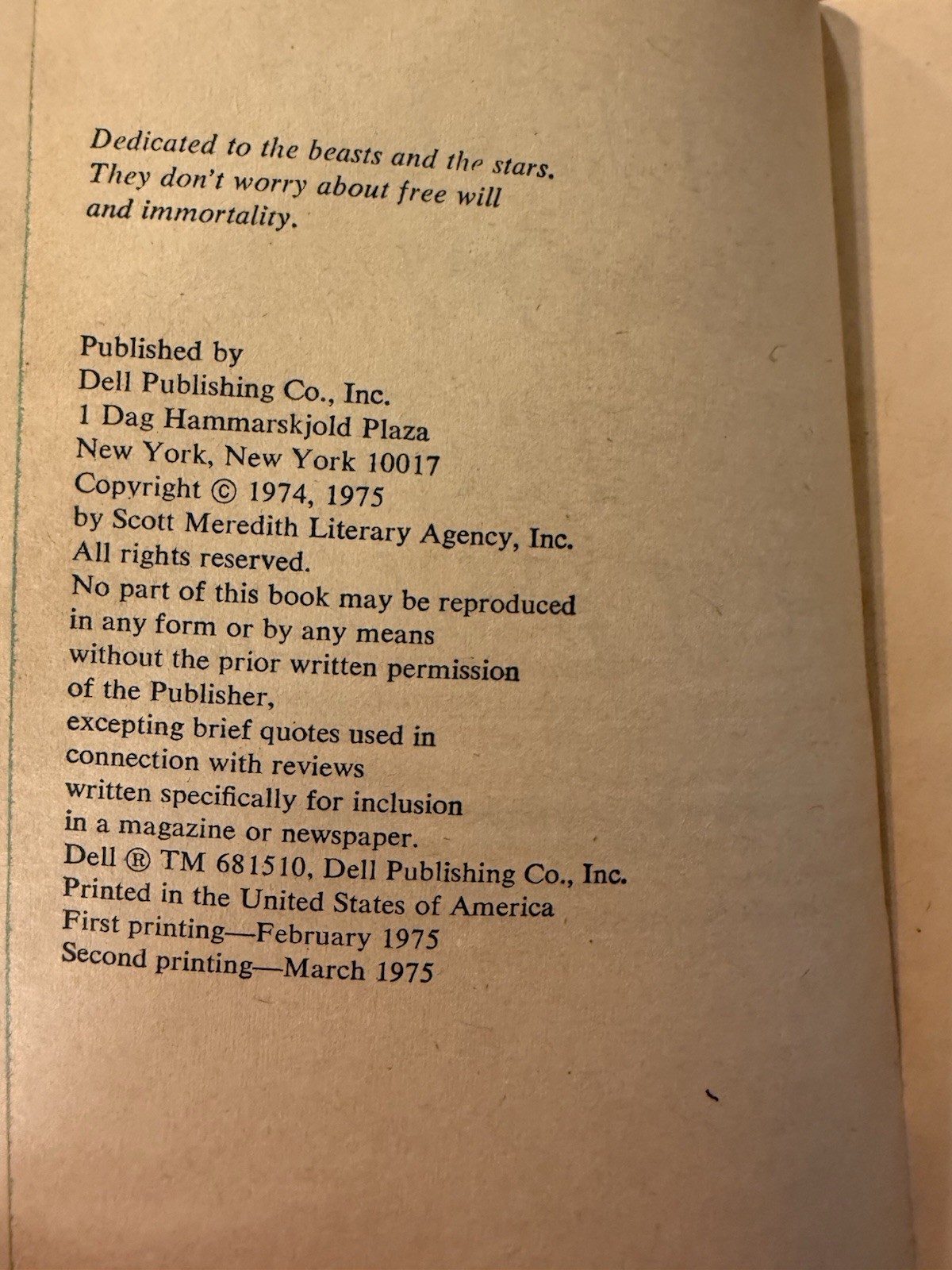 Kilgore Trout – Venus on the Half-Shell – Dell 2nd Printing Vintage 1975