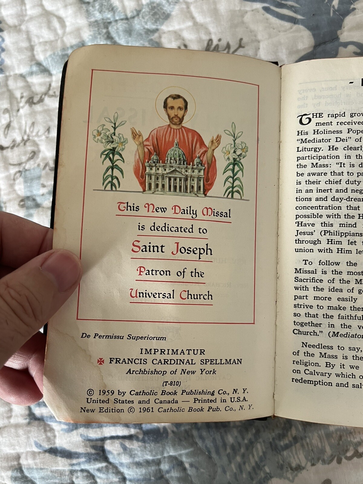 Saint Joseph Daily Missal 1961 Rev. Hugo H. Hoever Confraternity Version 1060-ss