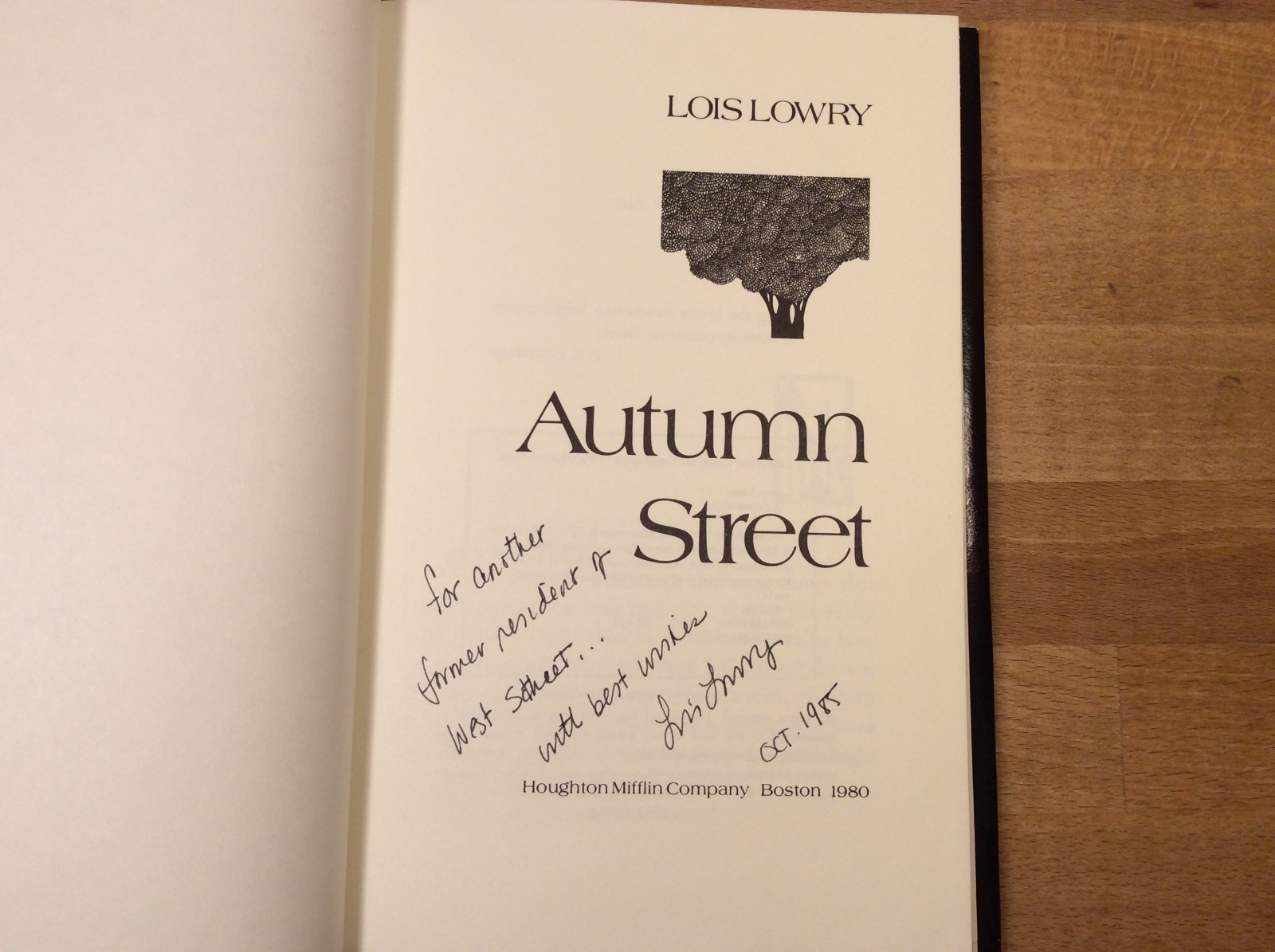 Autumn Street, SIGNED Lois Lowry, Hardcover 1st Printing