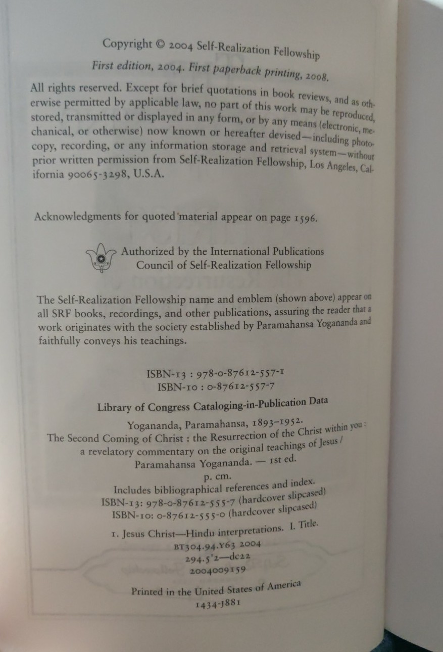 The Second Coming of Christ 2-Vol Box Set Yogananda SRF Paperback 2008