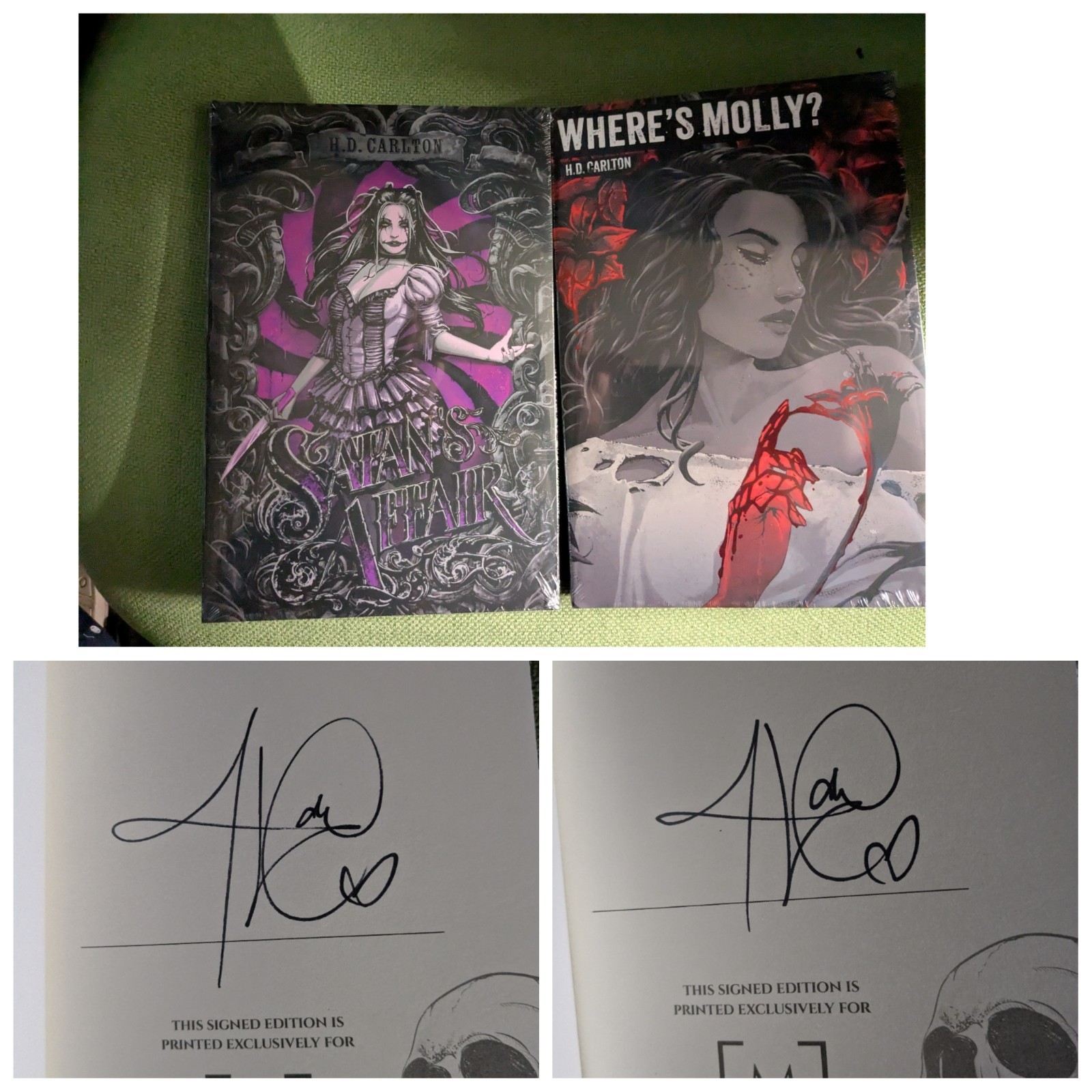 H.D. Carlton Where’s Molly and Satan’s Affair Signed Mystic Special Edition Set