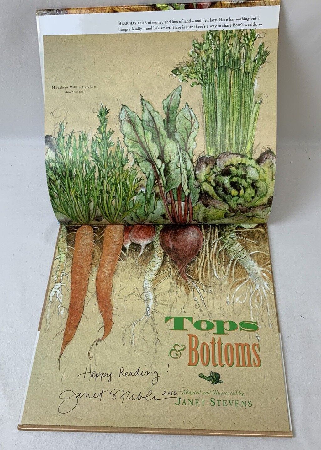 SIGNED Tops & Bottoms Adapted & Illustrated Janet Stevens 1995 HC/DJ Caldecott