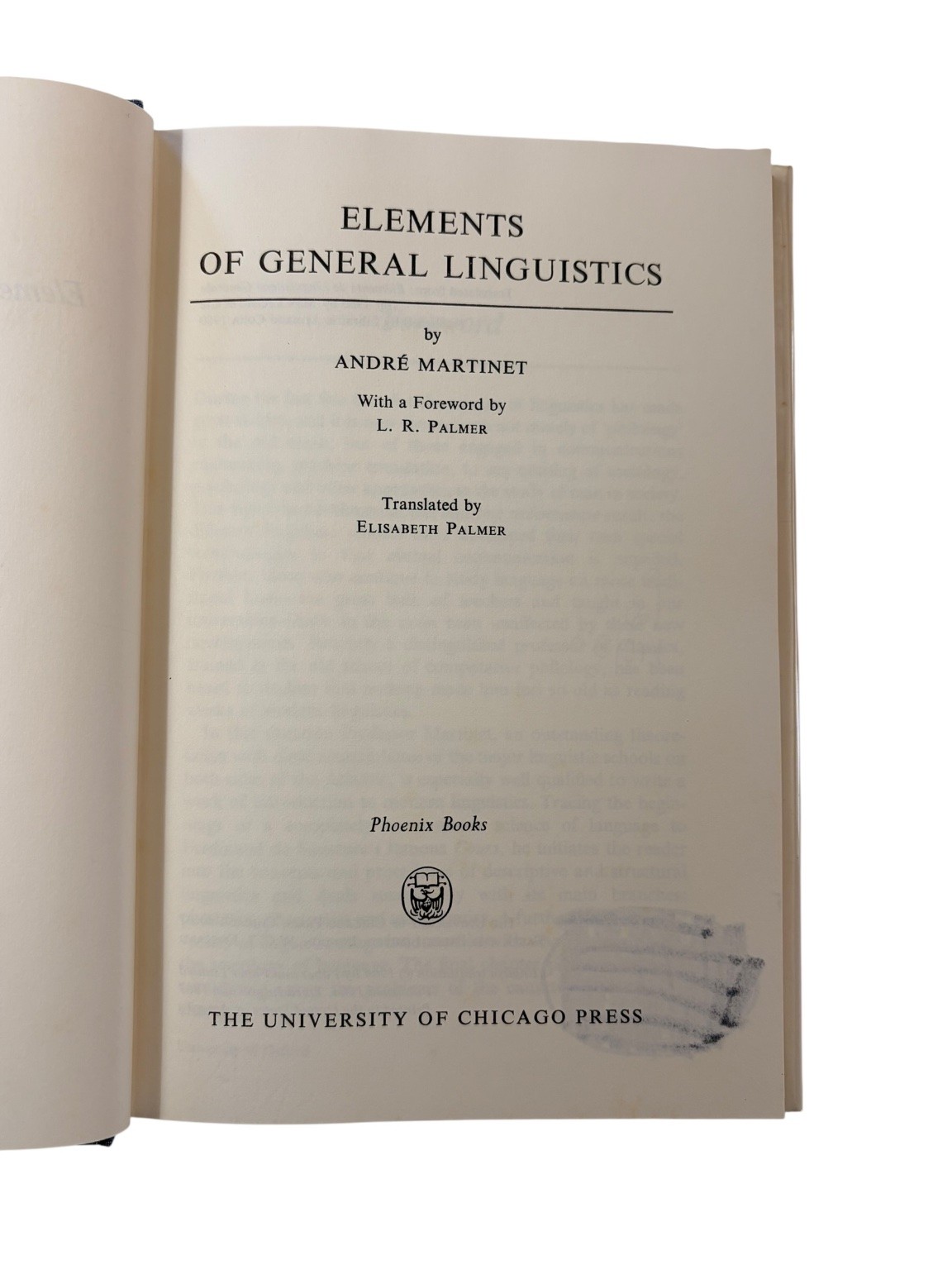 Elements of General Linguistics André Martinet 1967 Third Impression Linguistics