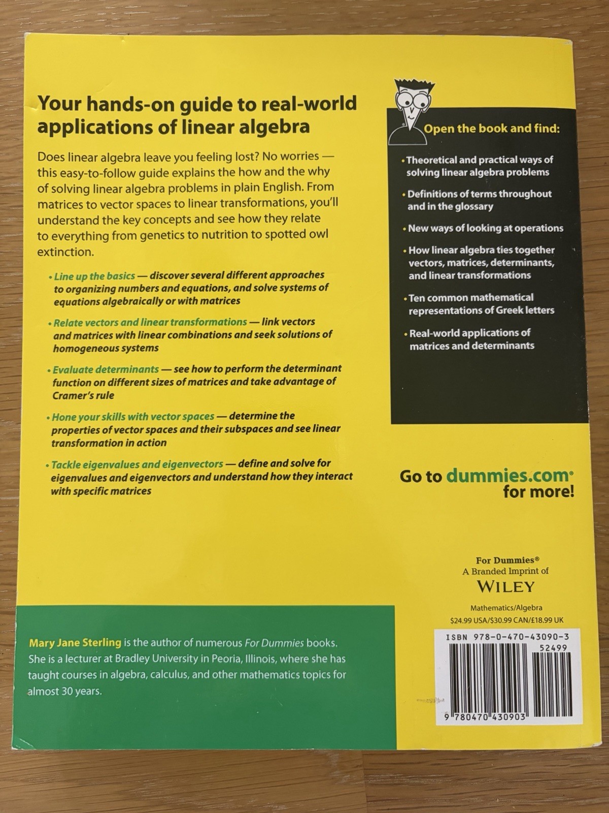 For Dummies Linear Algebra For Dummies by Mary Jane Sterling Paperback Wiley