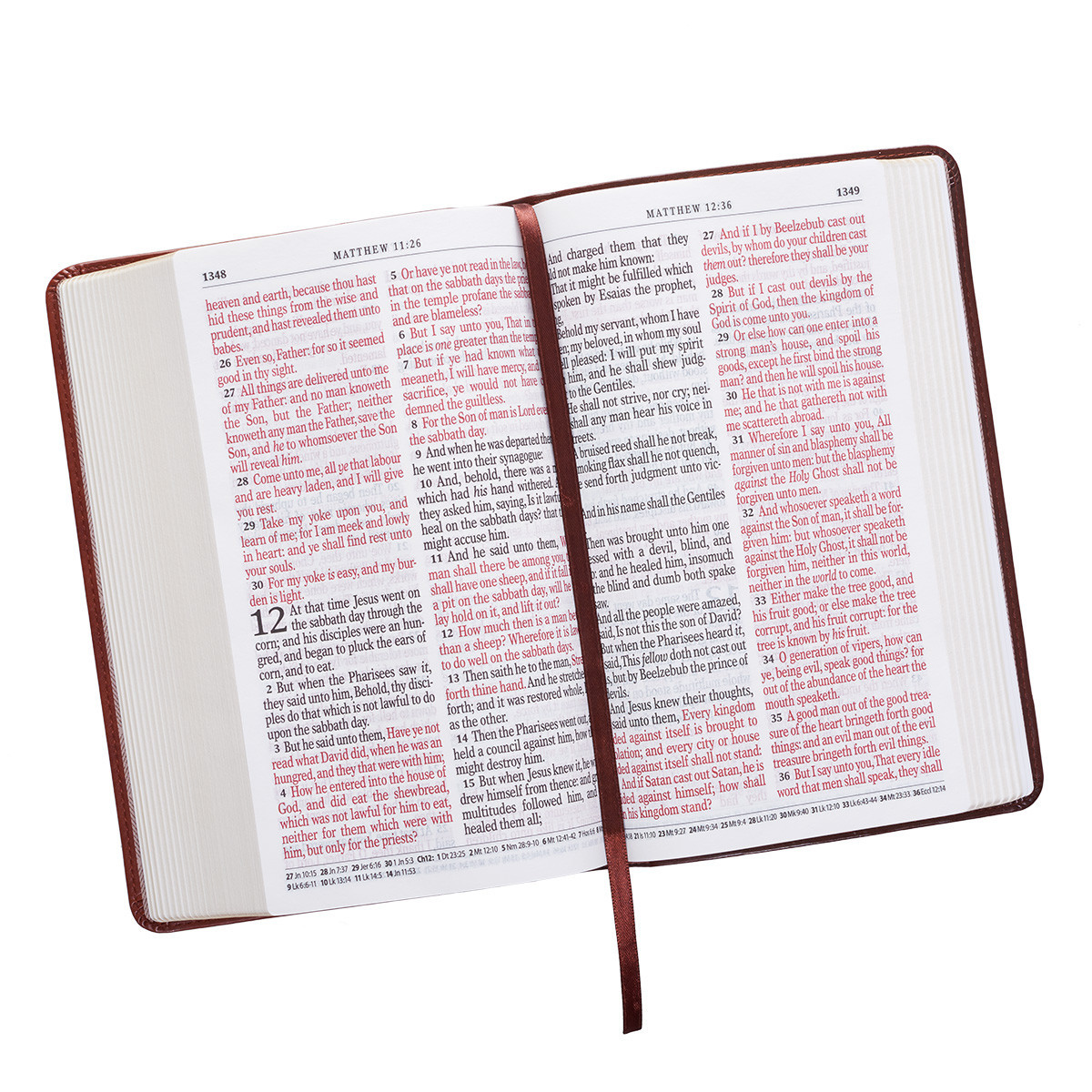 The Holy Bible King James Version Giant Print Tan/Brown / Jesus words in red
