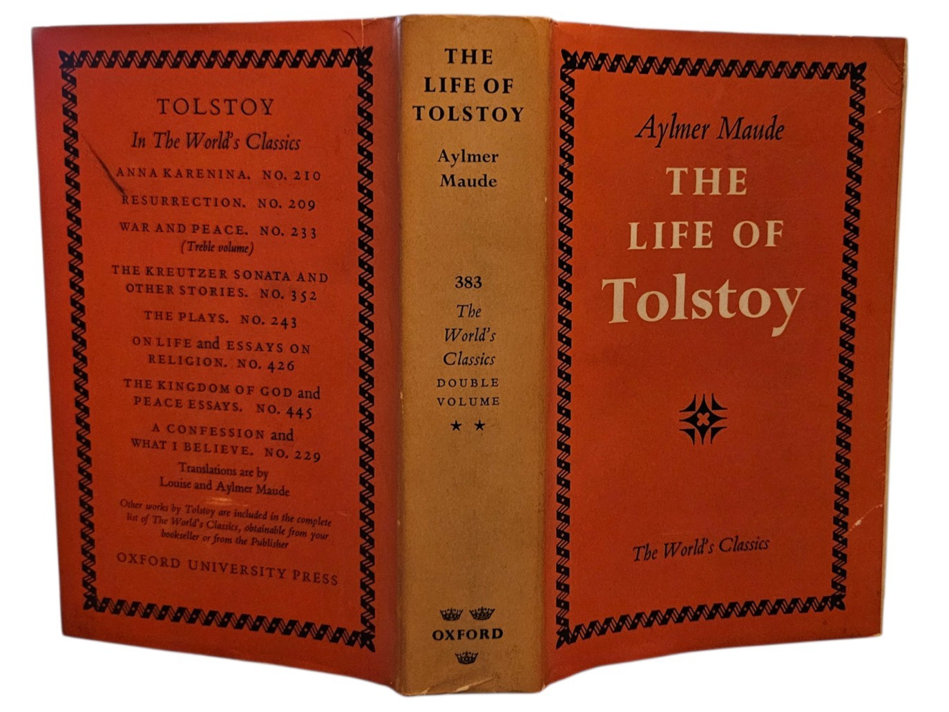 Vintage The Life of Leo Tolstoy Aylmer Maude 383 World’s Classics Oxford HC 1953