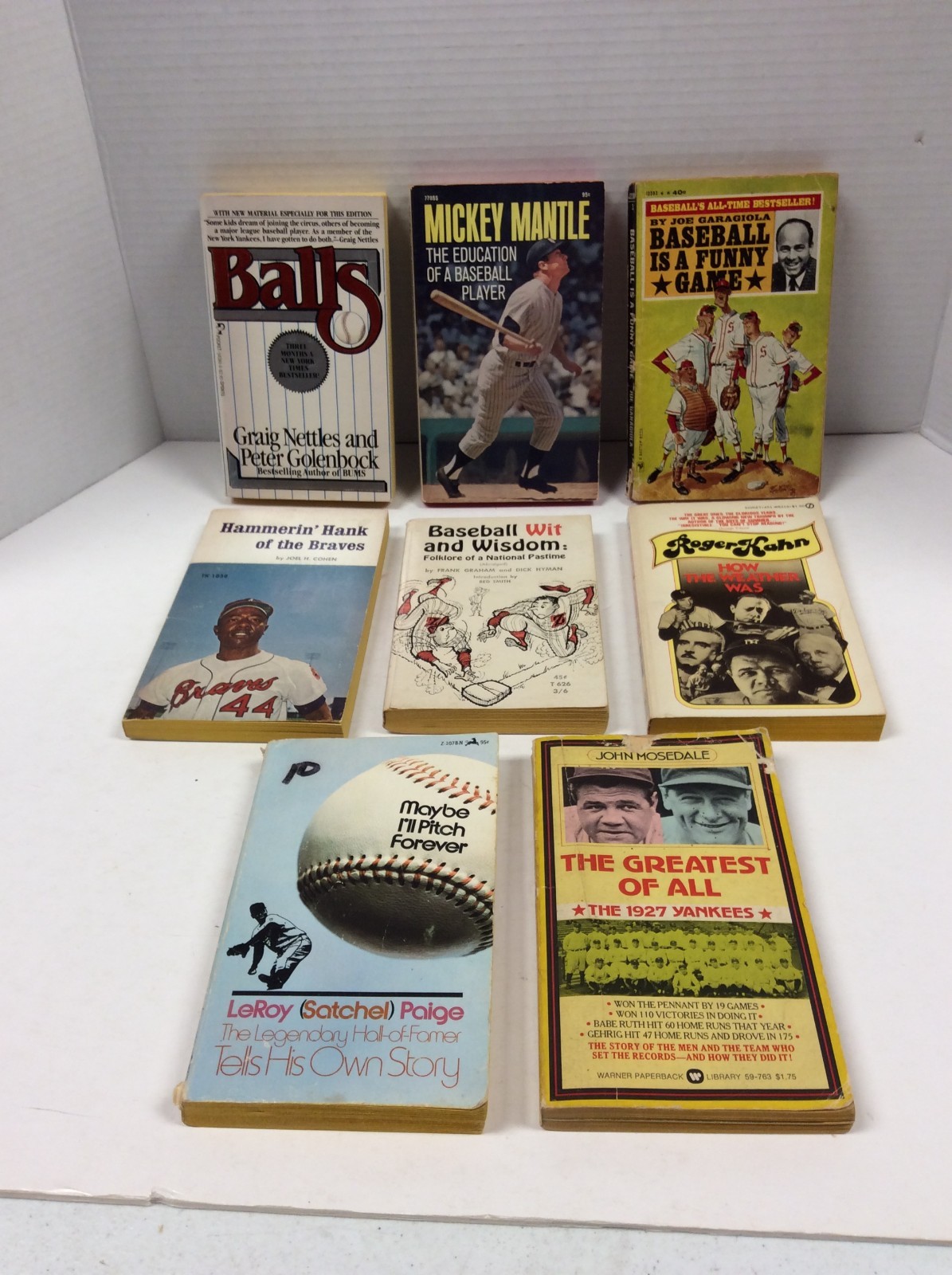 VINTAGE BASEBALL PAPERBACKS Lot of 8 Mantle, Paige, 1927 Yankees