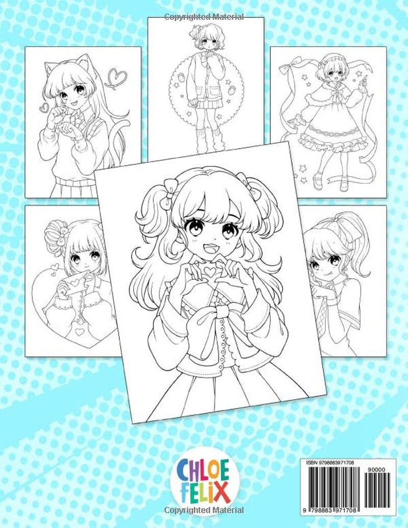 Anime: Coloring Book for Teens, Kids, and Manga Lovers with Cute Kawaii Girls in