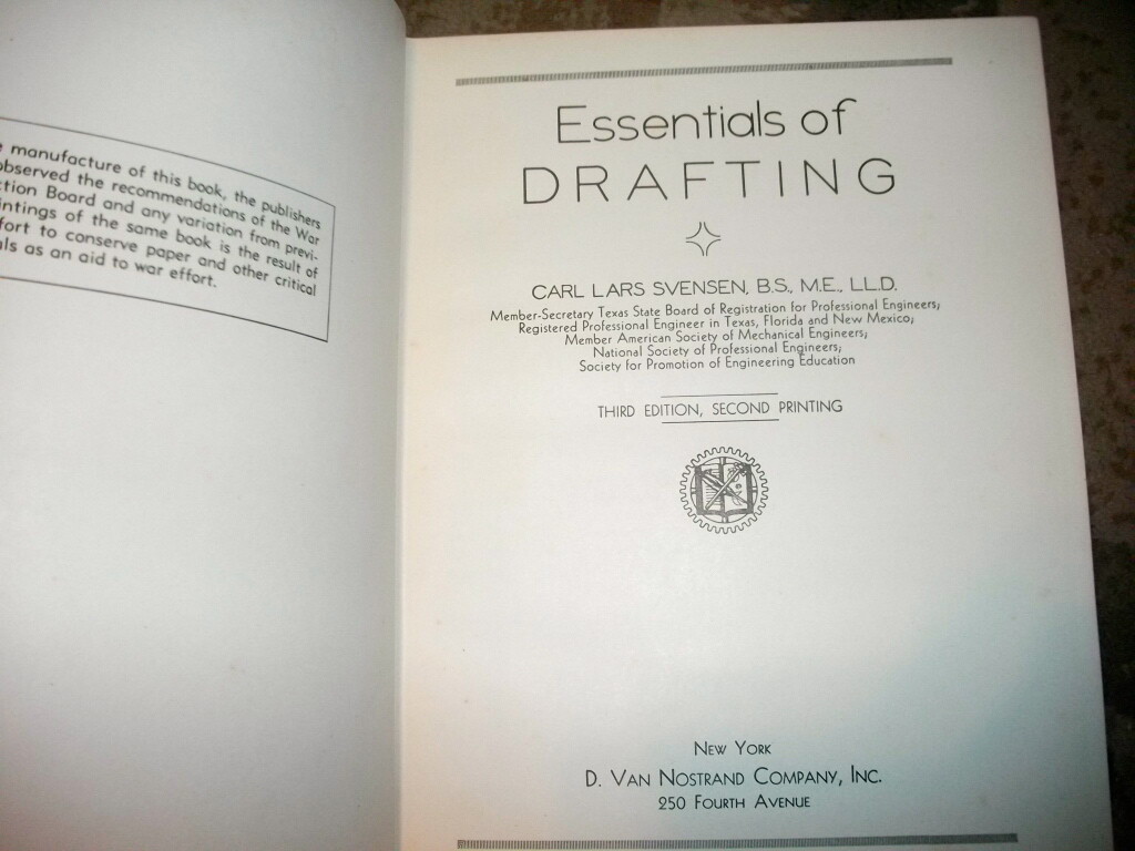 Essential of Drafting, by Carl Svensen, 1943, HB, Illustrated