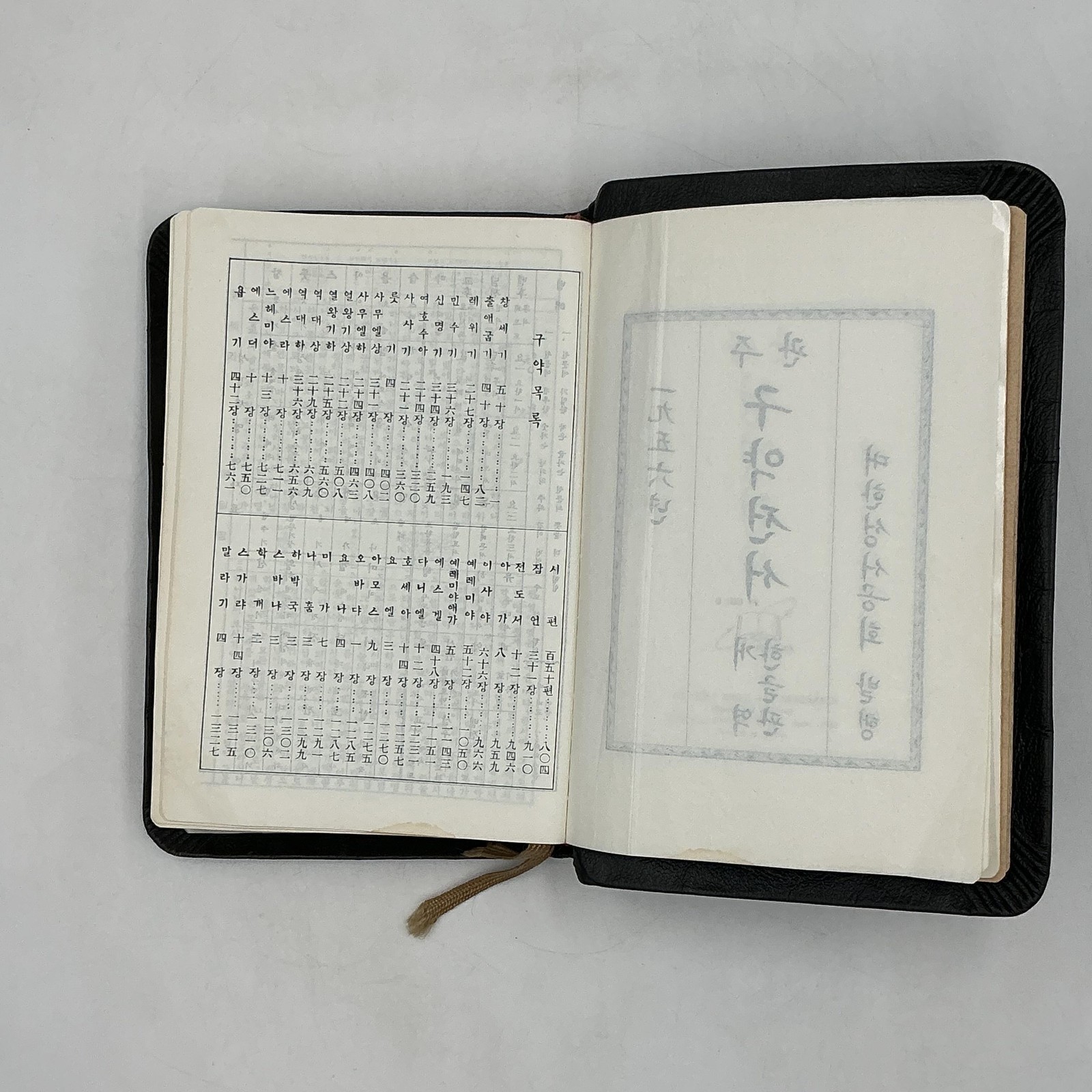 Vintage 관주 성경전서 한글판역 Hardcover Leather Bound Black 1983 South Korea Rev Ed