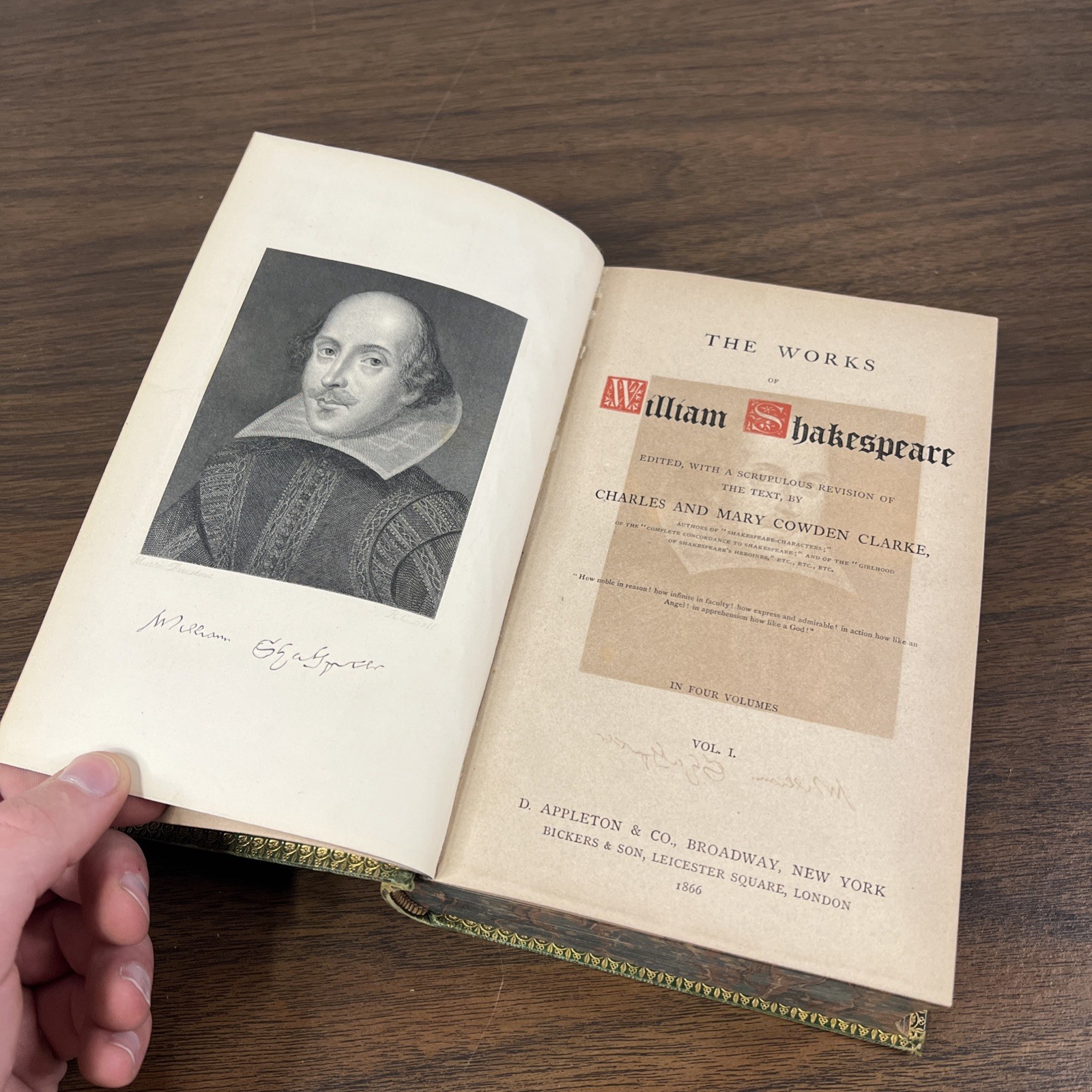The Works Of William Shakespeare Four Volume Set 1866, D. Appleton & Co. Marbled