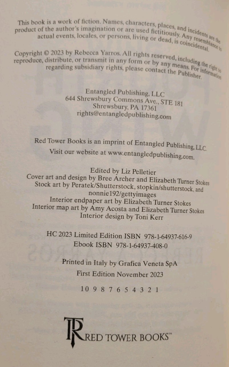Fourth Wing — Rebecca Yarros — HC 2023 Limited Edition First Printing Hardcover