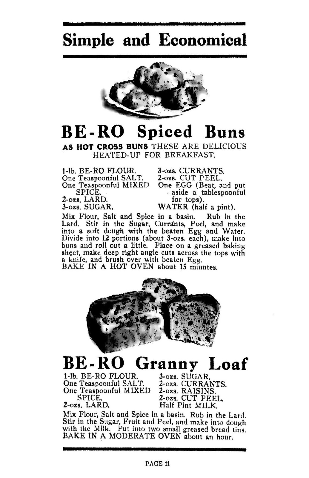 1923 Be-Ro Home Recipes Vintage Cook Book 40 Pages