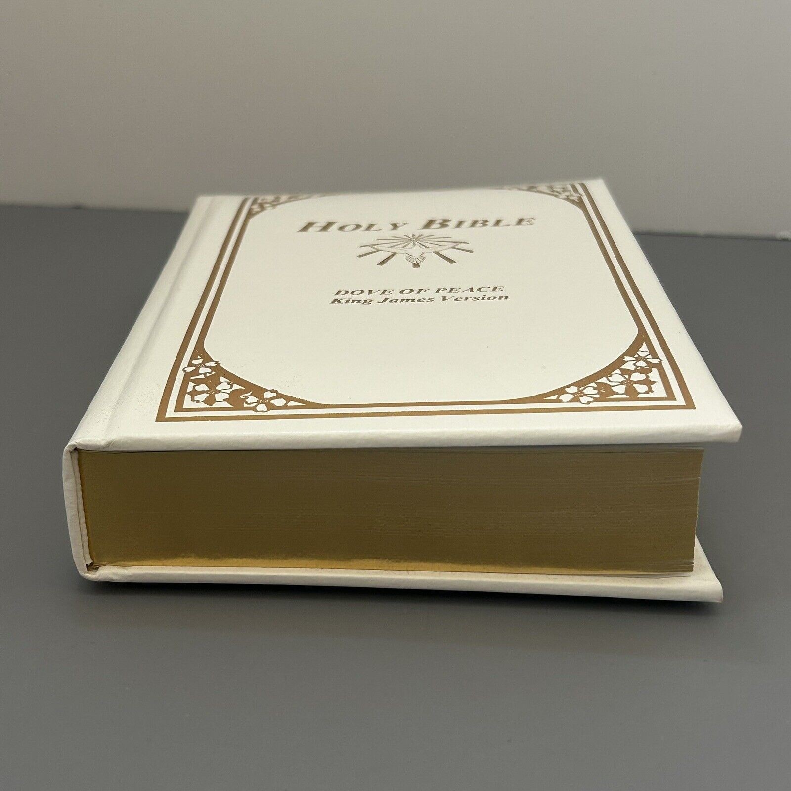 Holy Bible Dove Of Peace Edition KJV Illustrated White Hardcover Faux Leather