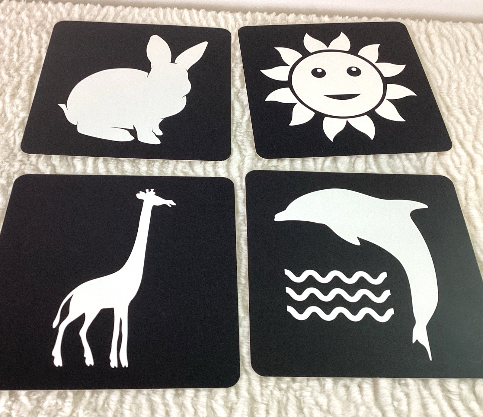 Lot of 6 High Contrast Black & White Baby Board Books Cards for Eye Development