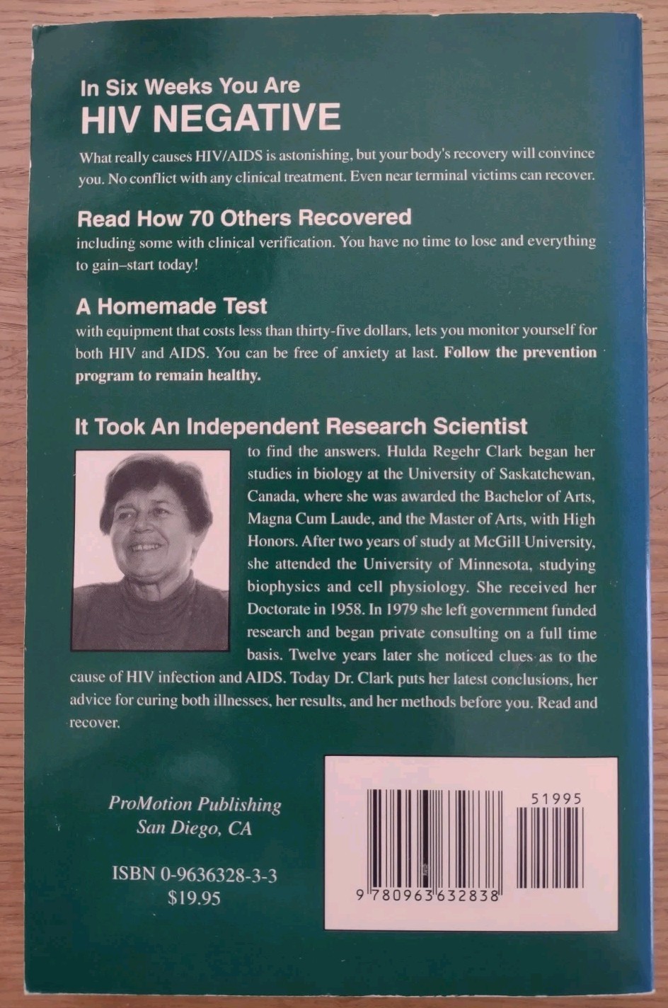 The Cure for HIV and AIDS by Hulda Regehr Clark – ProMotion 1993 – Paperback