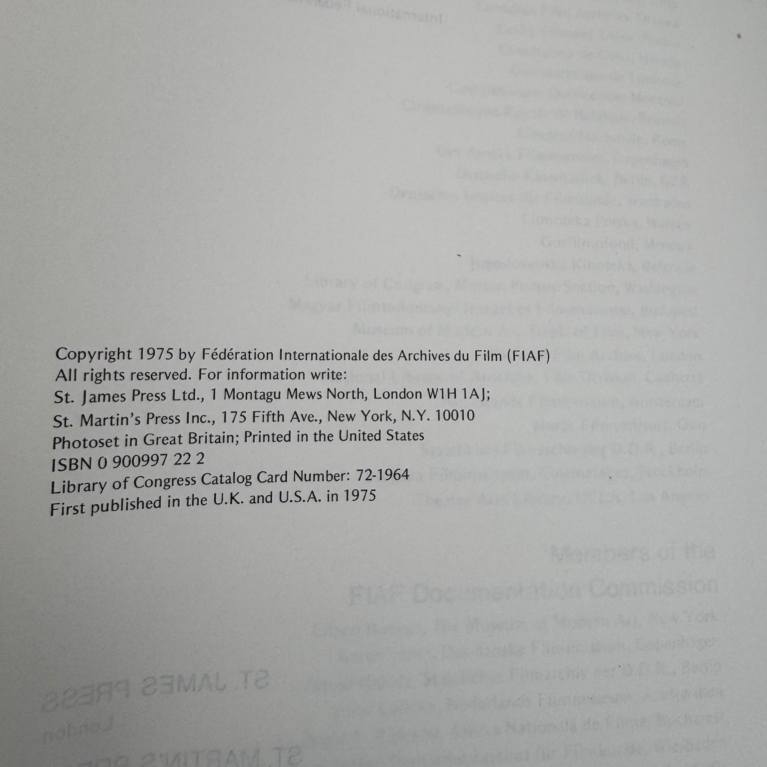 International Index to Film Periodicals 1974 Karen Jones First Edition St