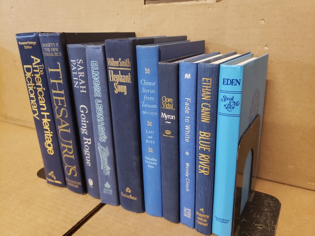 Lot of 10 Hardcover BLUE NAVY AQUA TEAL Shades Books for Staging Prop Decor