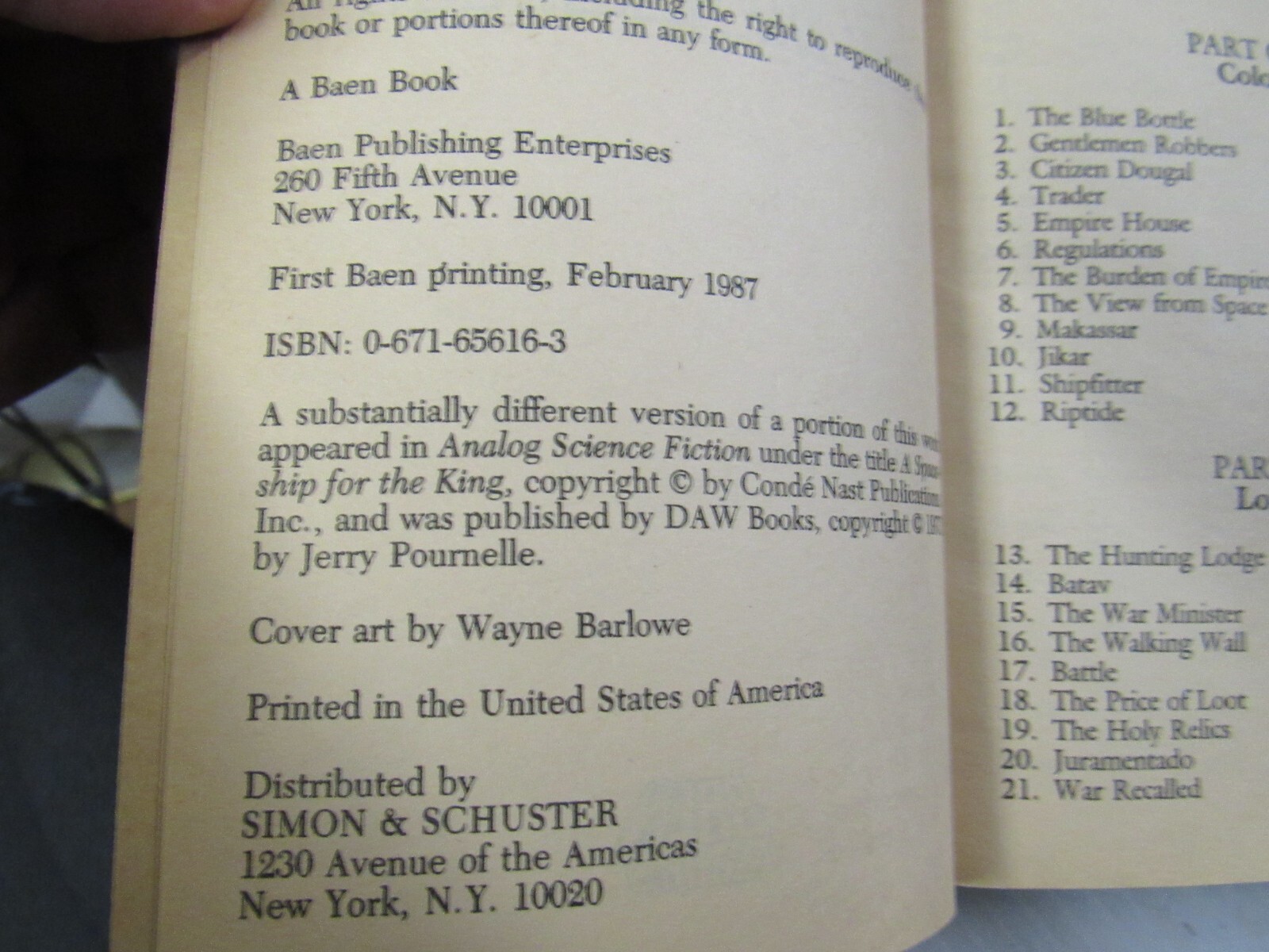 King David’s Spaceship Jerry Pournelle Baen Books First Printing 1987