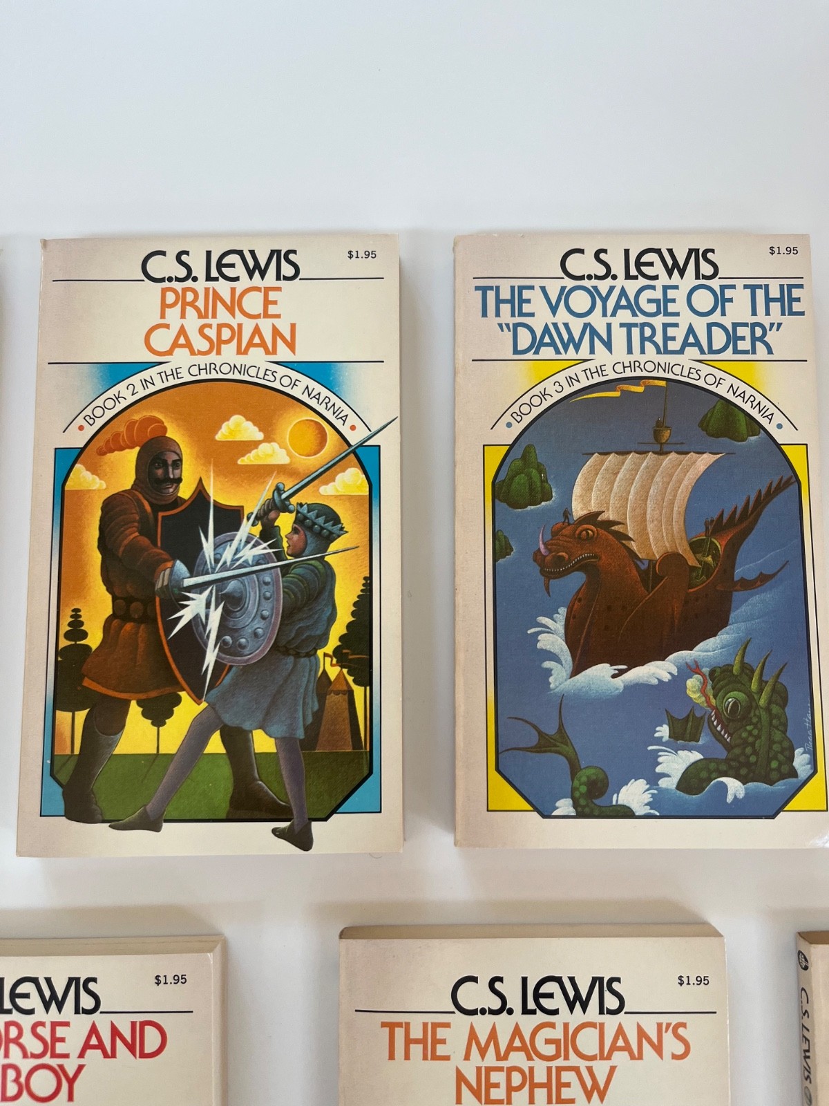 VINTAGE UNREAD 1970’s Chronicles of Narnia Box Set 1-7 C.S. Lewis Pauline Baynes