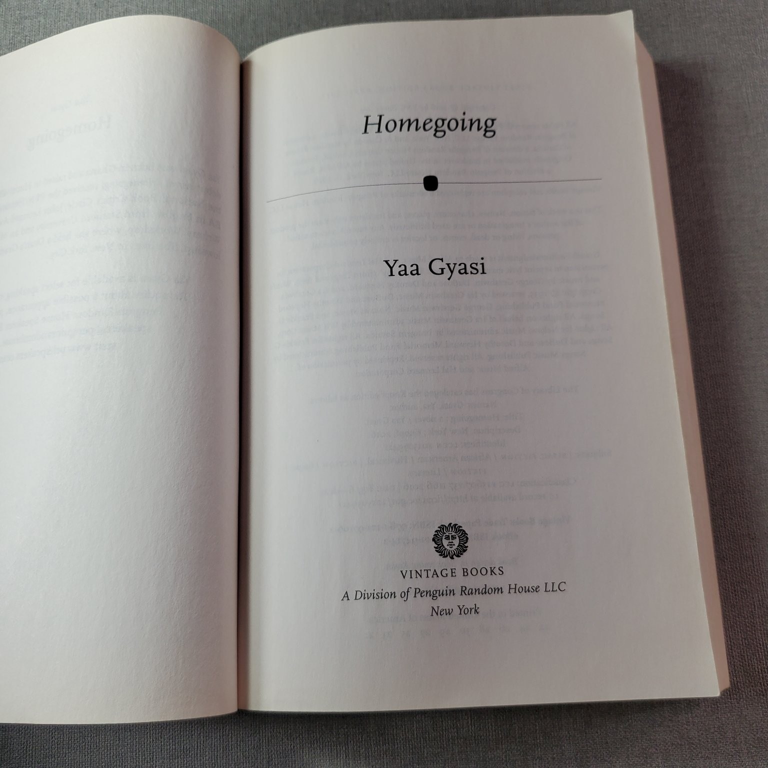 Homegoing Yaa Gyasi 2017 First Vintage Books Edition Historical Fiction