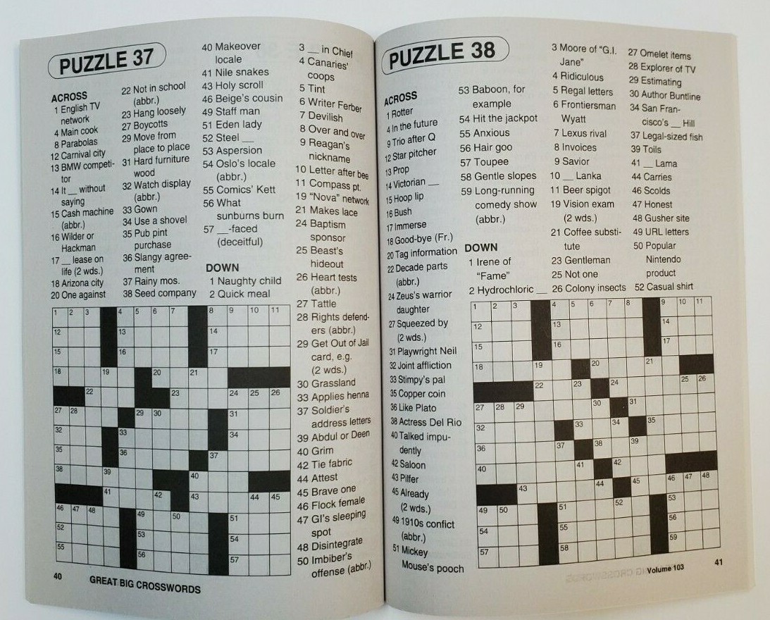 New 4 Large Print Great Big Crosswords Kappa Puzzle Books Vol#159-164 Fun Hobby