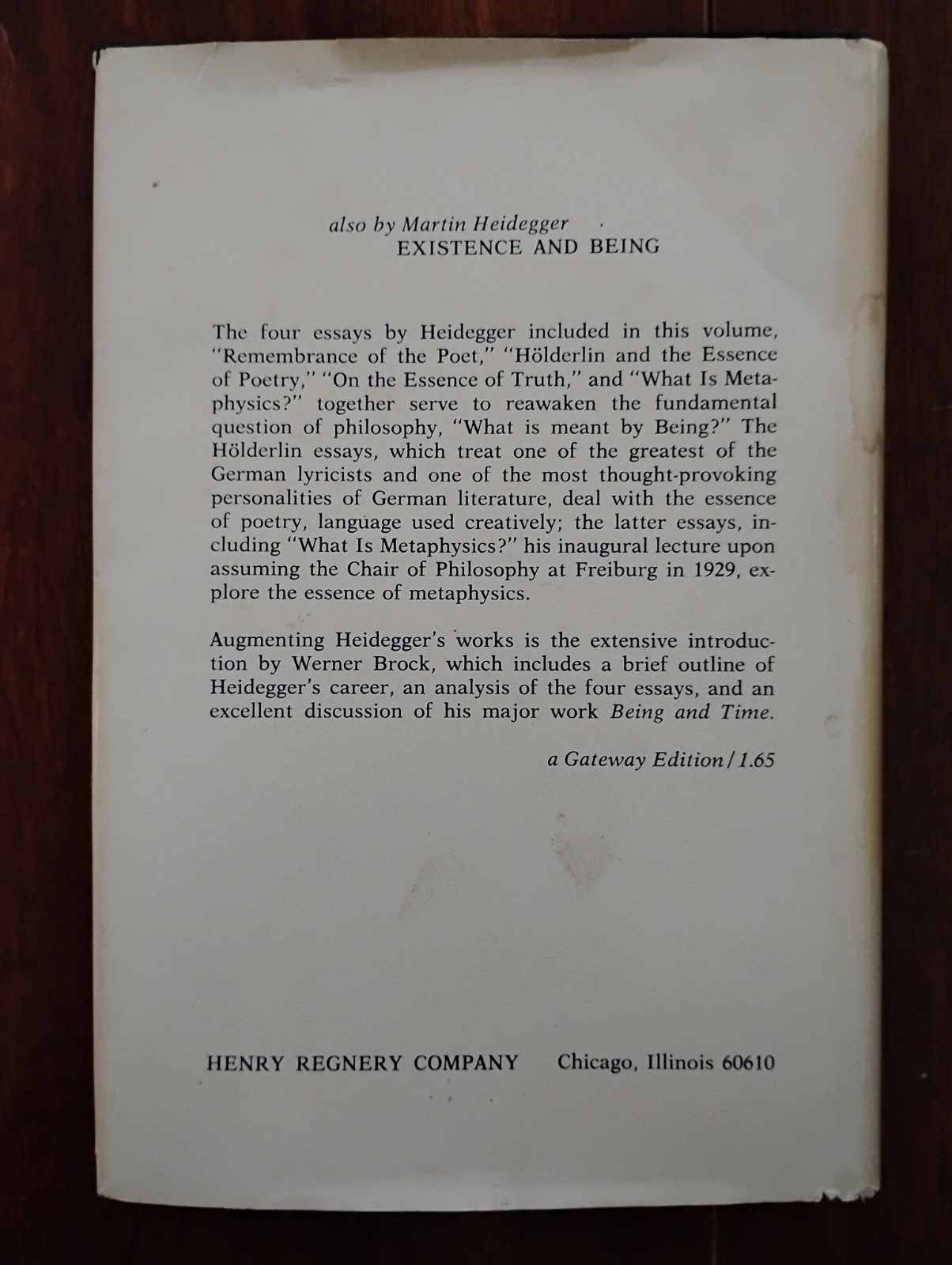 Martin Heidegger What Is A Thing? 1969 2nd Printing Hardcover