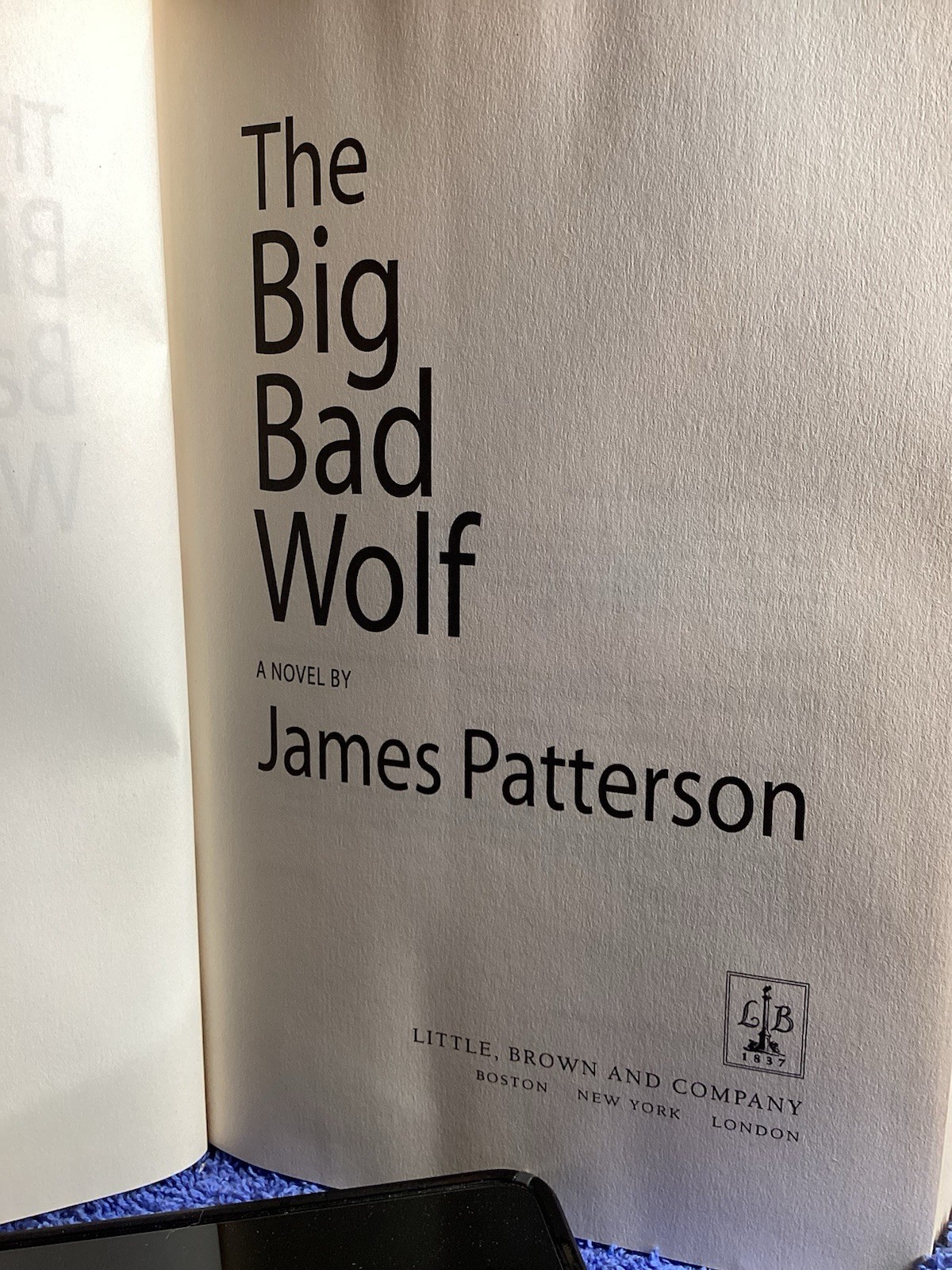Novel “The Big Bad Wolf “ James Patterson 2003 390 Pages Little/Brown/& Co.