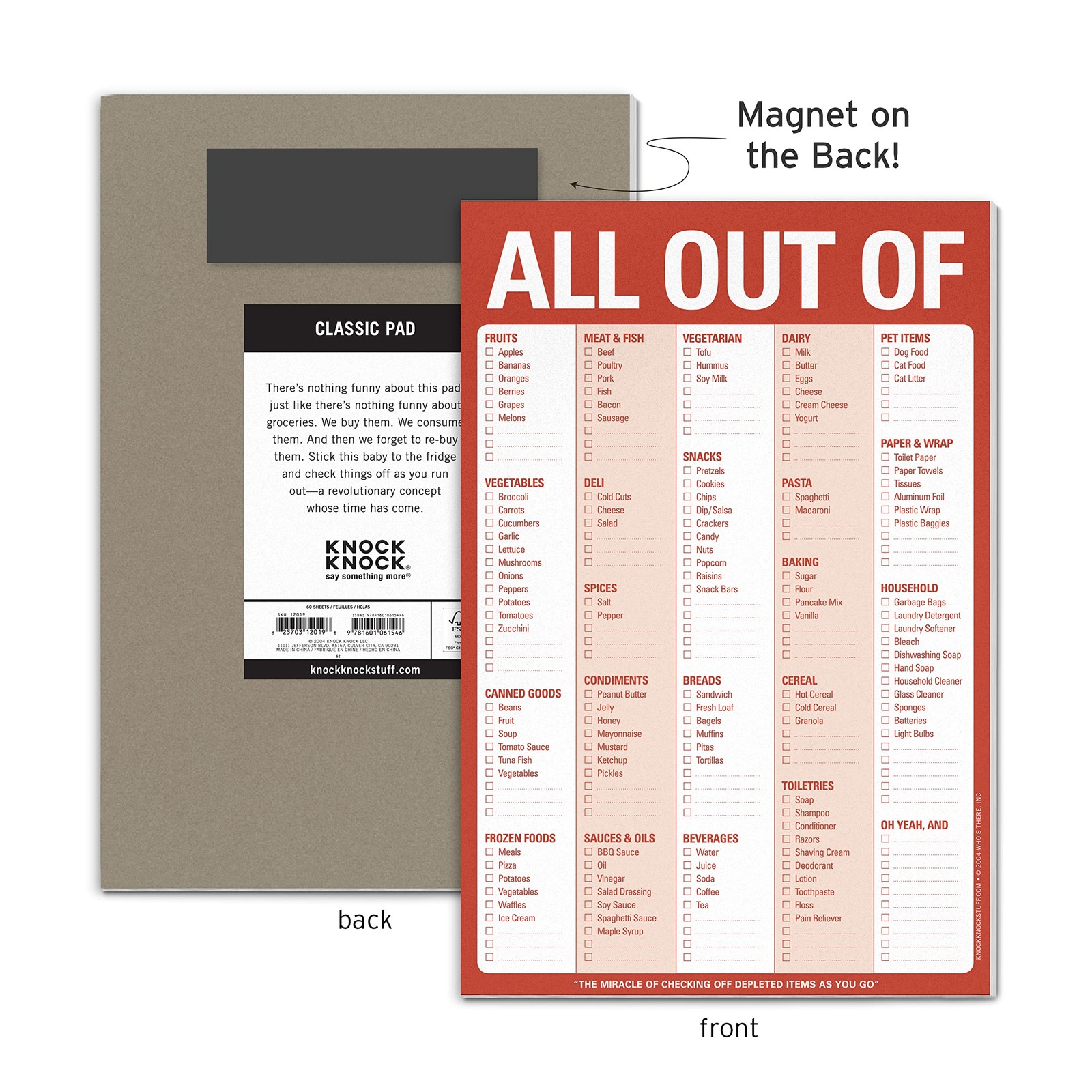 All Out Of Grocery List Note Pad, 6 x 9-inches (Red)