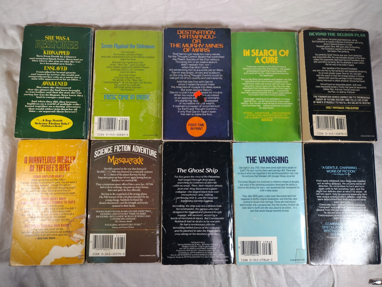 Del Rey Sci-Fi Lot 10 Vintage Paperbacks Asimov McCaffrey Norton Simak Tiptre