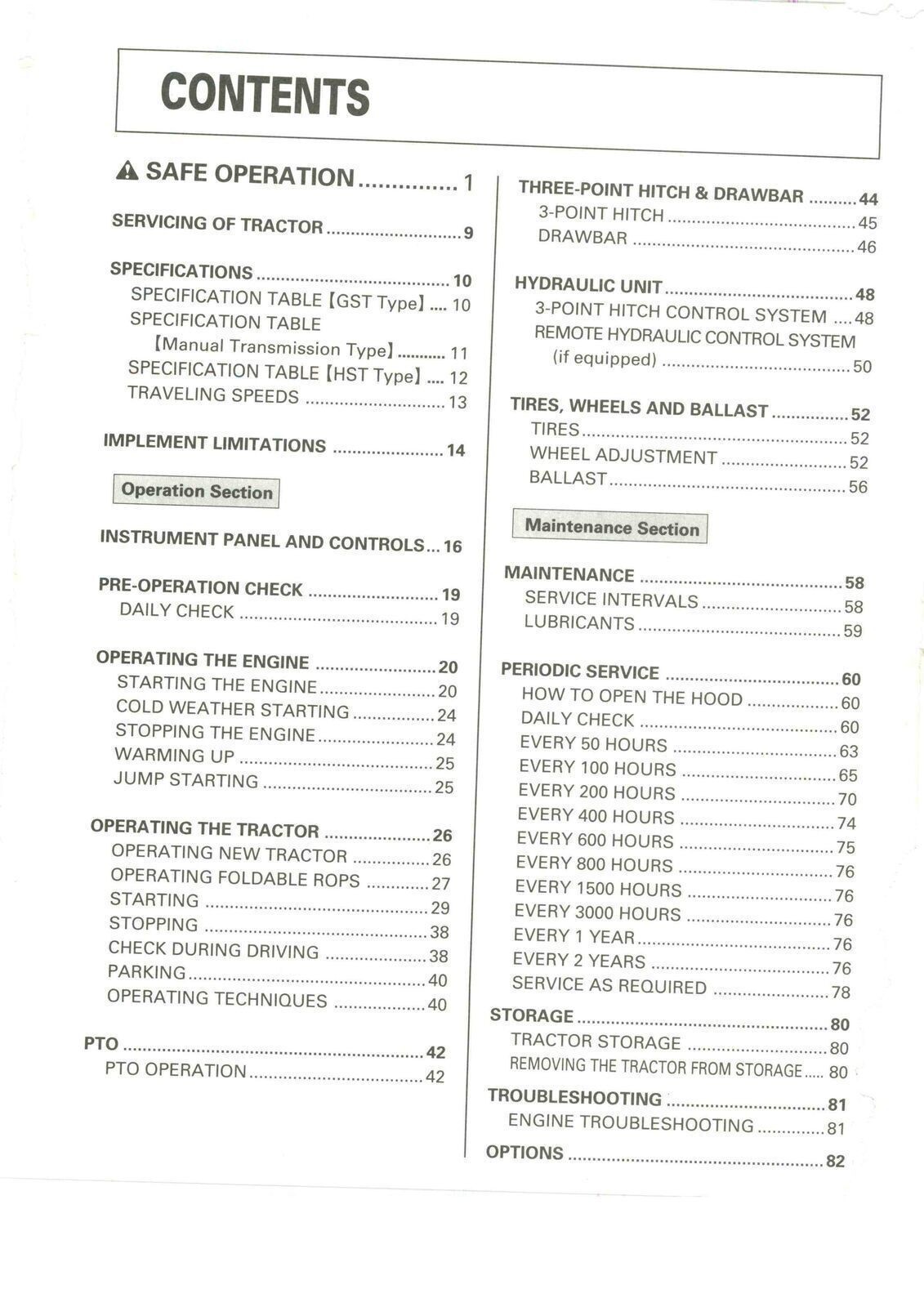 KUBOTA L3010 L3710 L4310 L4610 OPERATORS MANUAL, LOOP BIND – PROTECTIVE COVERING