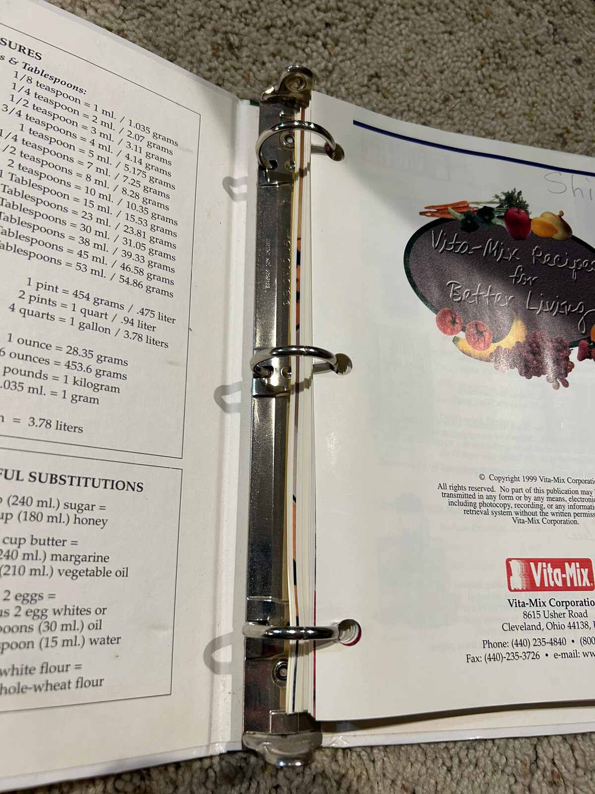 Vintage VITA-MIX RECIPES for BETTER LIVING 3 Ring Binder-HARD TO FIND- RARE- Z23