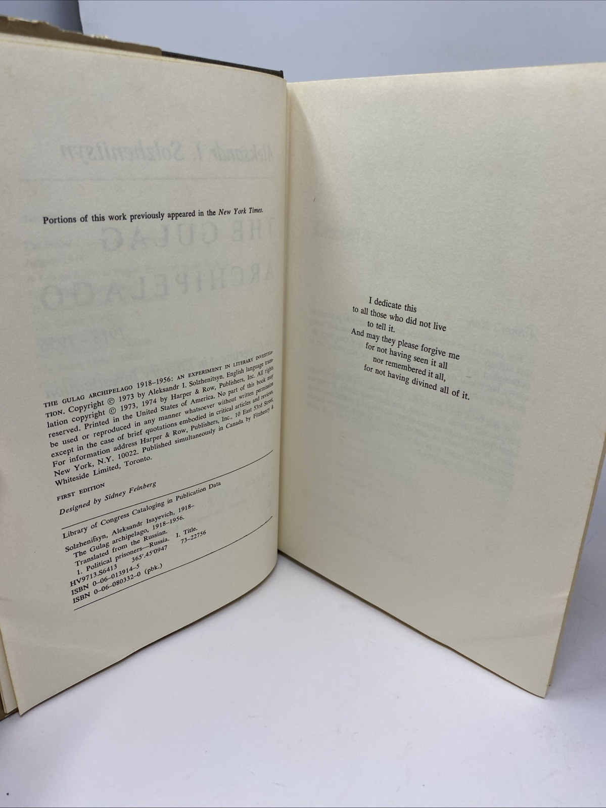 The Gulag Archipelago Volumes 1 & 2 Harper & Row HC – Both Book Club Editions
