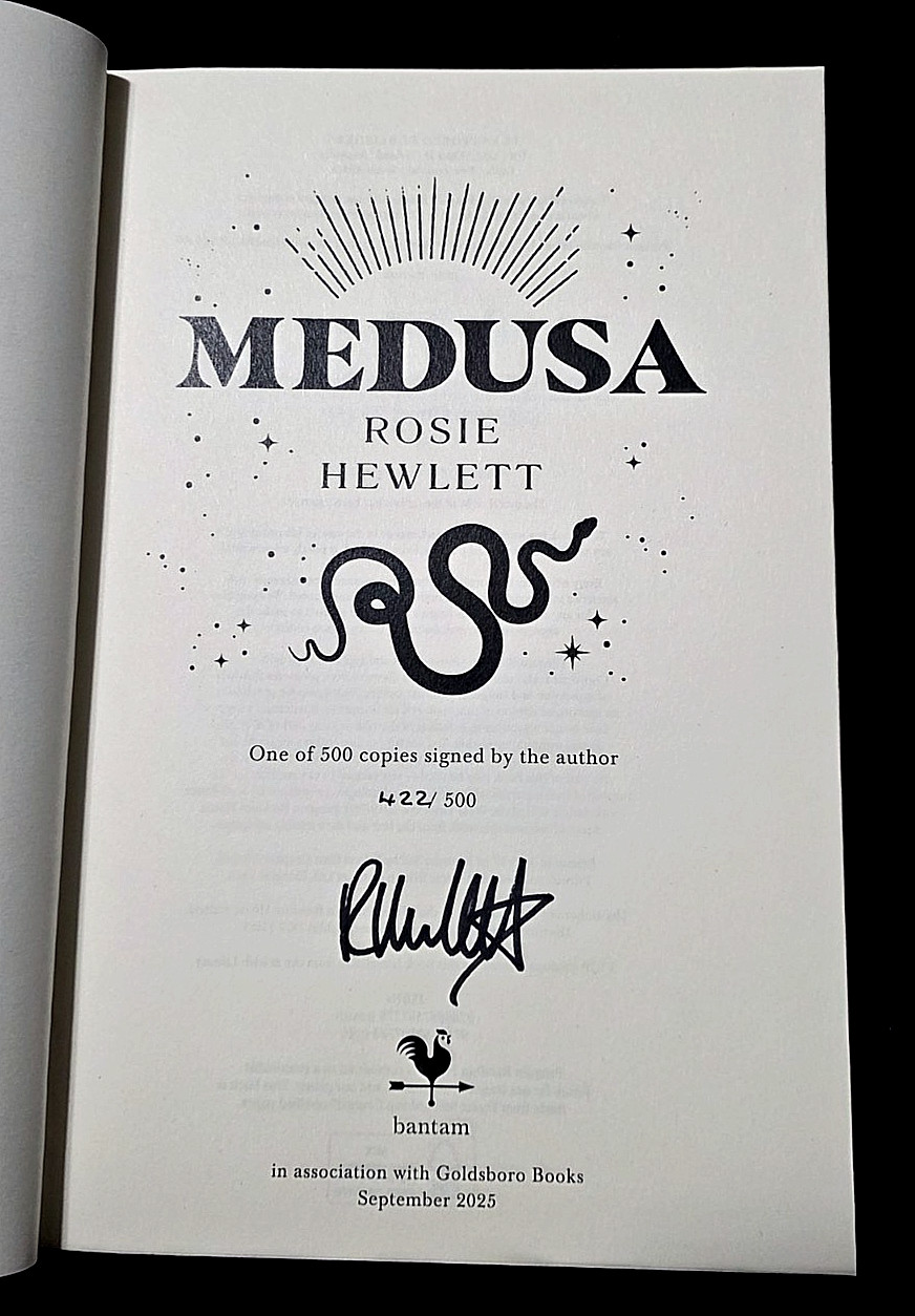 Medusa ~ Rosie Hewlett~ Goldsboro Exclusive Hardcover~ Signed #422/500