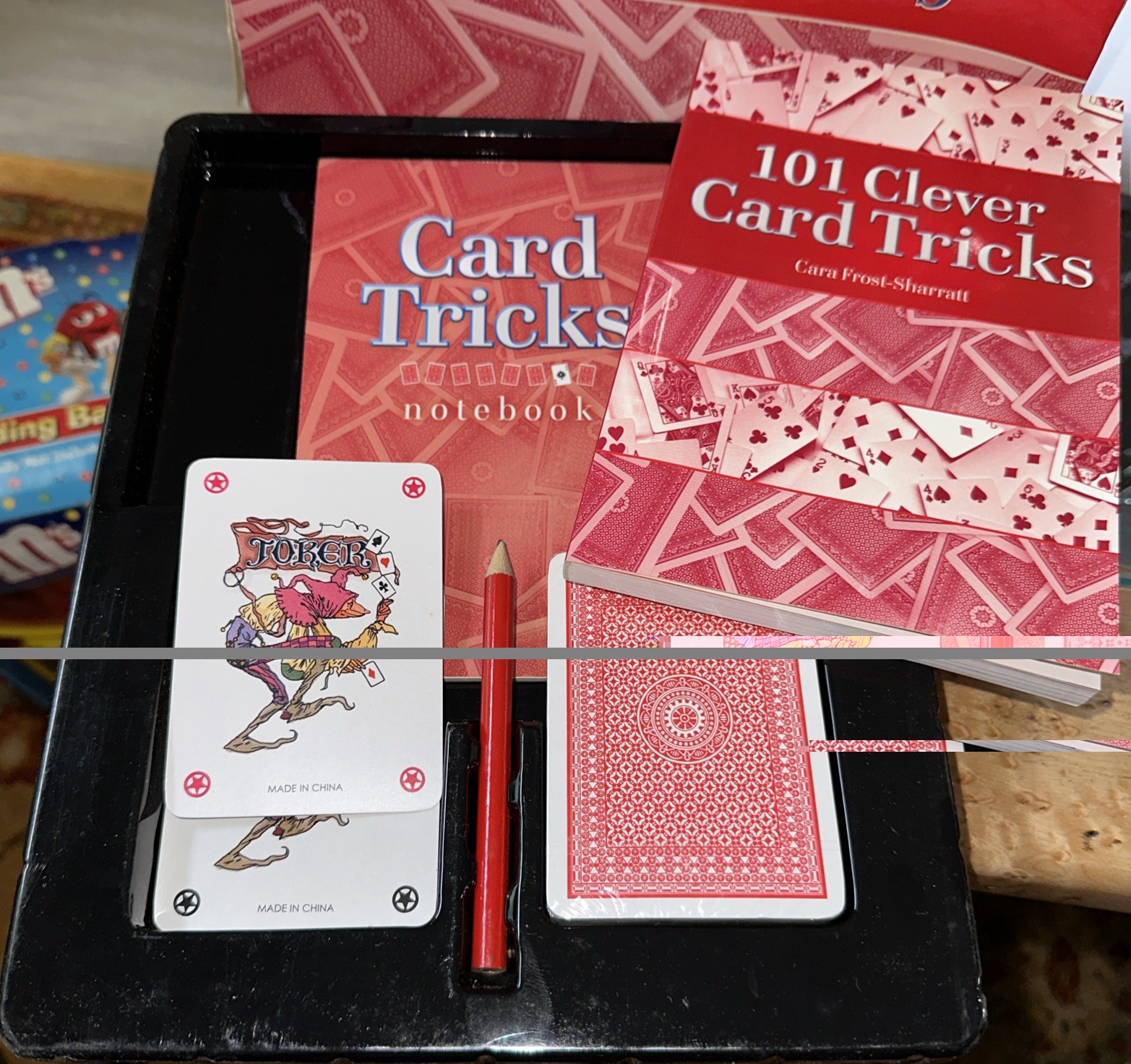 Pre-owned Card Stick Set W/ 1 Pack Cards, Two Books And Pencil. One Magic Wand