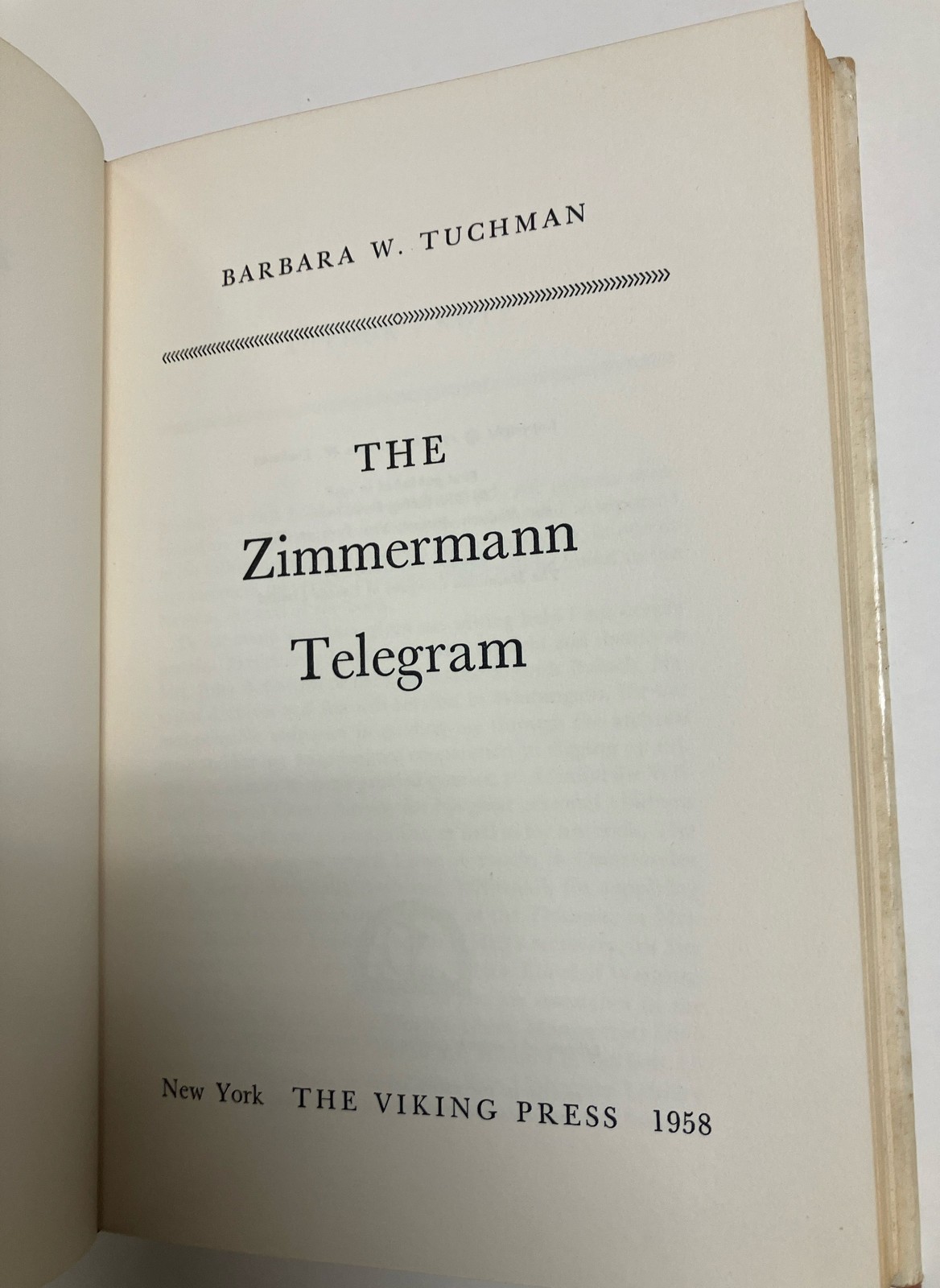 The Zimmerman Telegram by Barbara W. Tuchman Hardcover 1st Edition