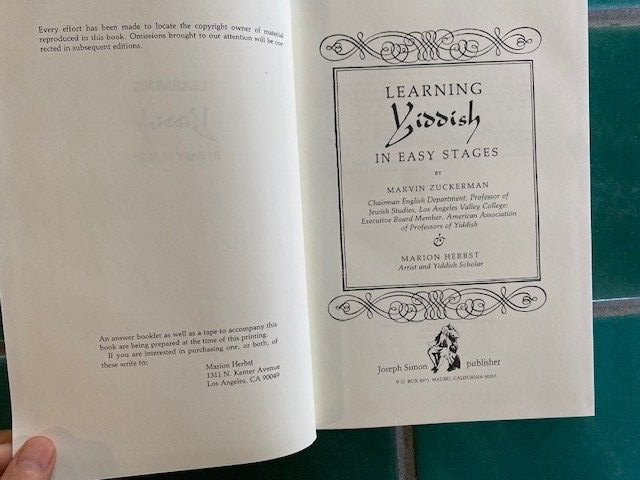 Learning Yiddish in Easy Stages Marvin Zuckerman & Marion Herbst 1984 HC