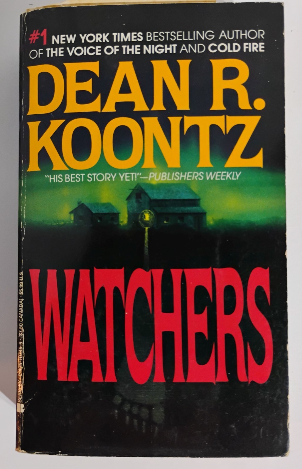 Dean Koontz WATCHERS 1988 Berkley Thriller Sci-Fi Horror Paperback Novel
