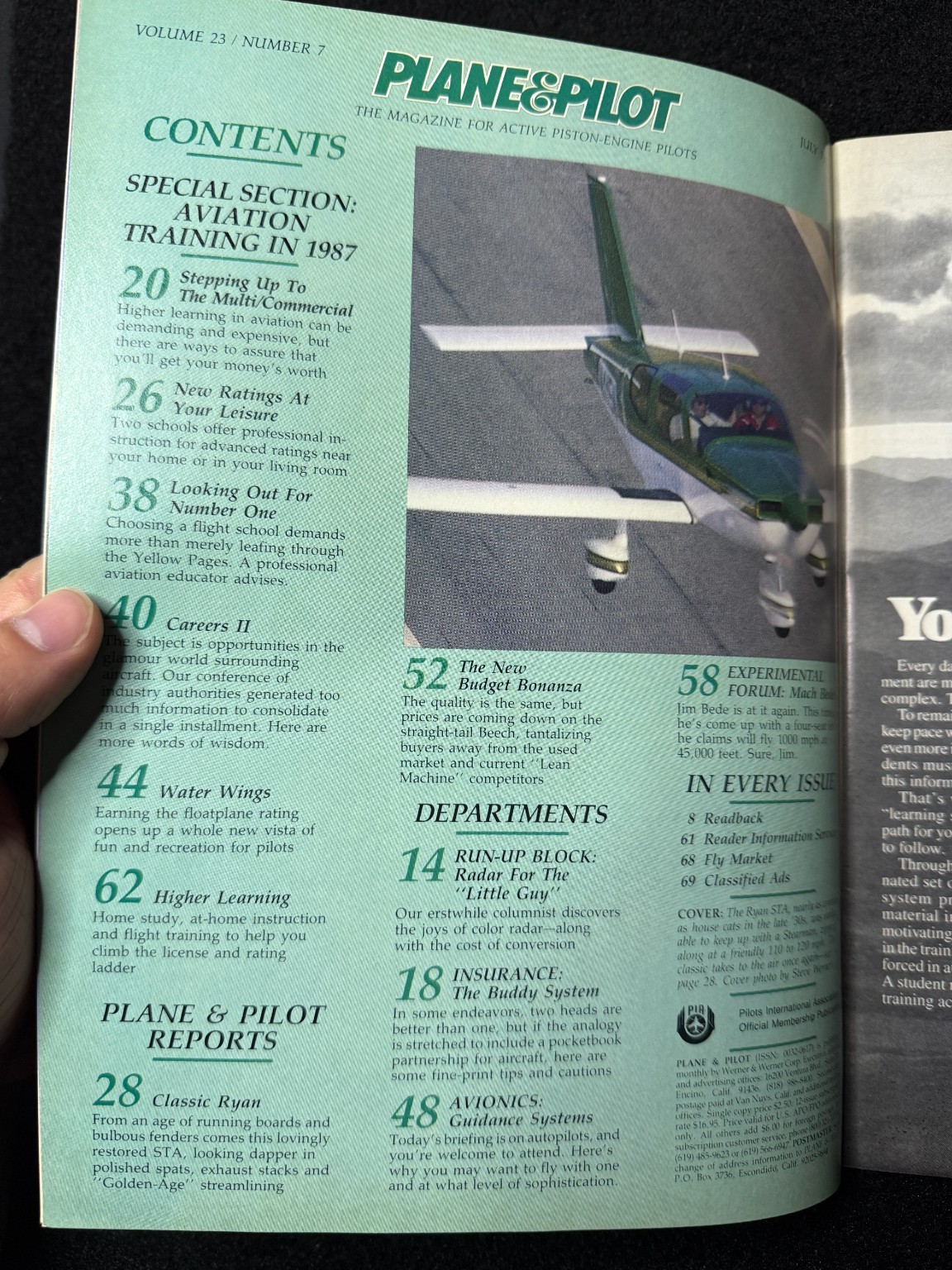 Plane & Pilot Magazine July 1987 Aviation Aircraft Flight Training Vintage