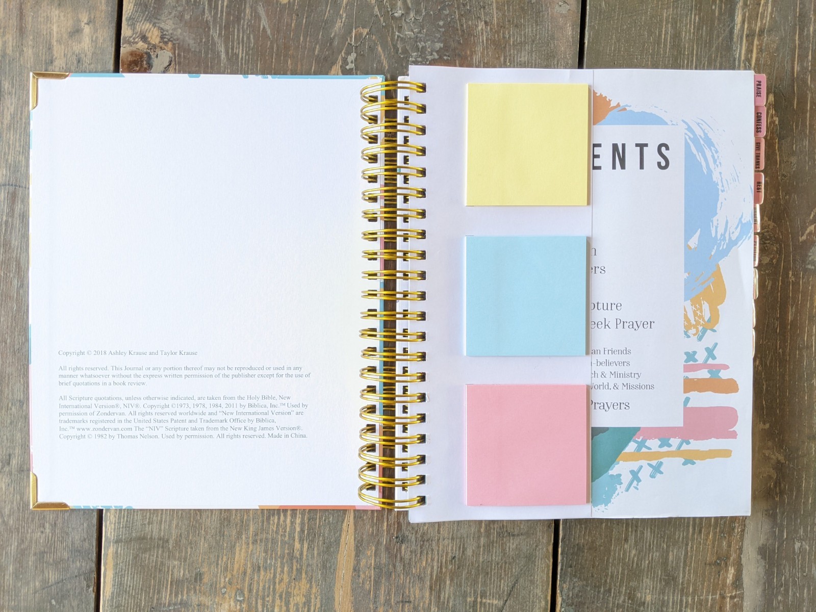 Coffee & Bible Time Prayer Journal with Sticky Notes & Gold Spiral Binding
