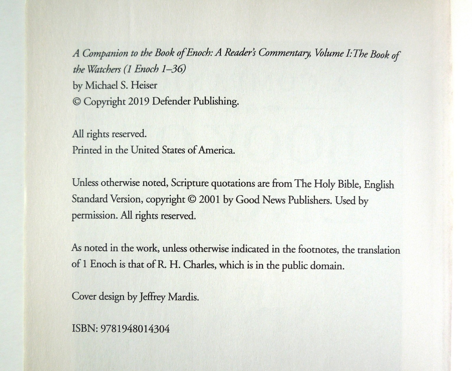 A Companion to the Book of Enoch – Michael S. Heiser, 2019 sc, Defender Pub.