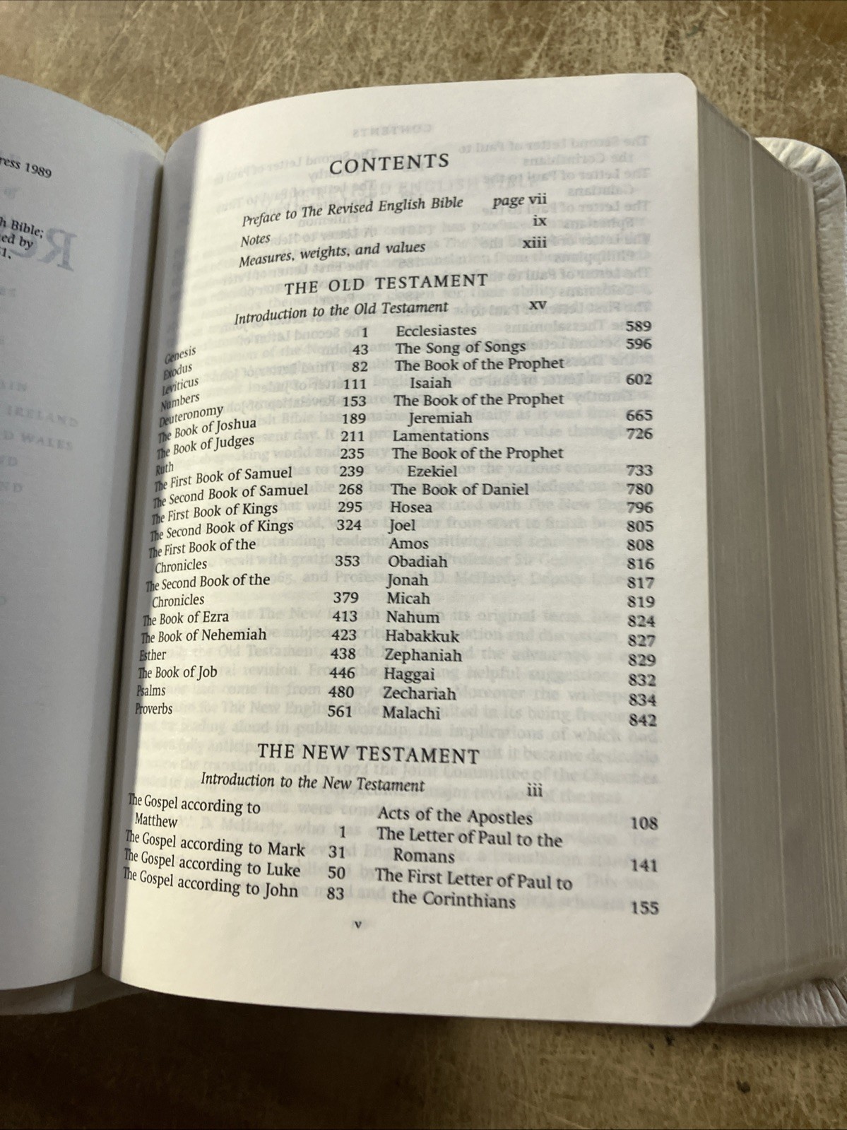 Revised English Bible (REB) White French Morocco Leather Rare Cambridge REB172W