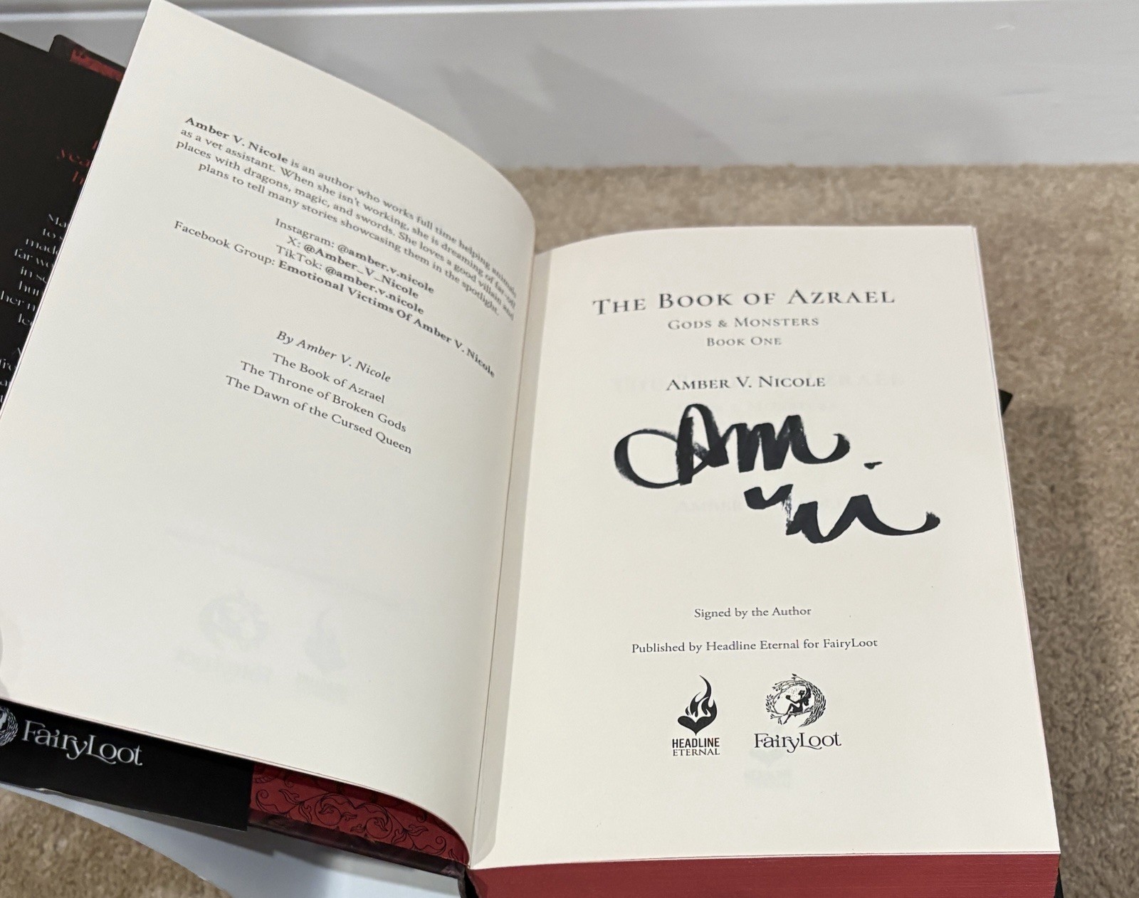 Signed Fairyloot The Book Of Azrael Gods And Monsters Book Set Amber V. Nicole
