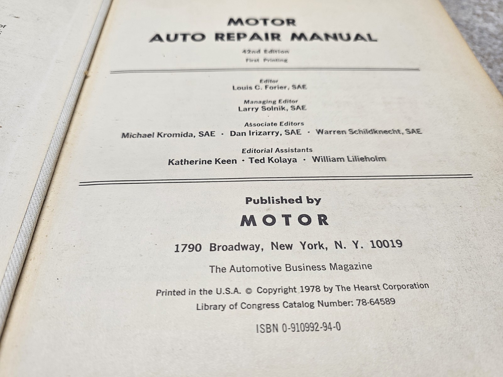 Motor Auto Repair Manual 1979 74-79 Motor Publishing