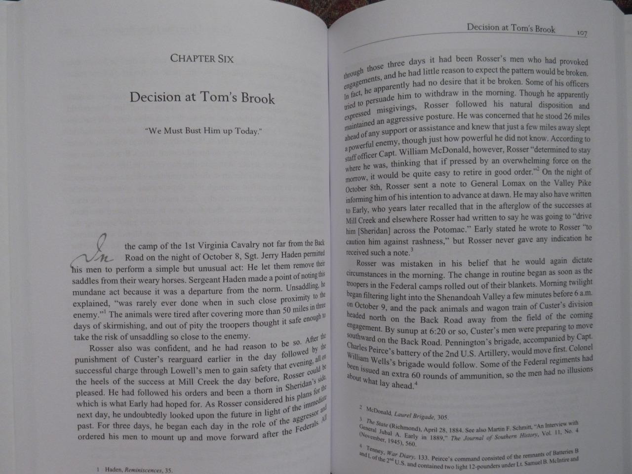 DECISION AT TOM’S BROOK – GEORGE CUSTER AND THOMAS ROSSER – FIRST EDITION – NEW