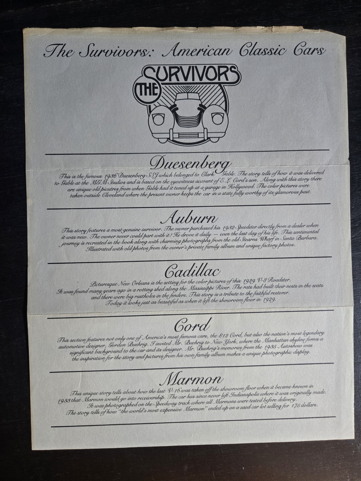 Vintage 1977 The Survivors Classic Car Silver Color Book by Henry Rasmussen
