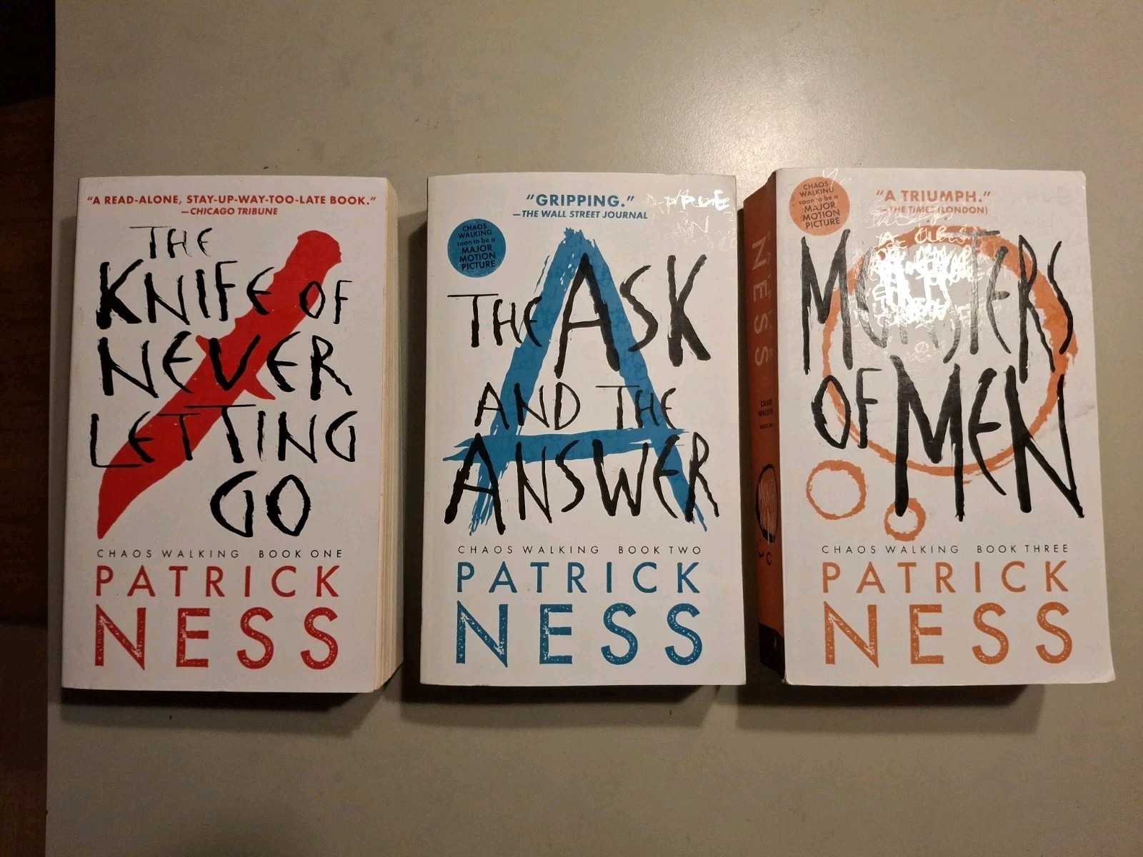 Chaos Walking trilogy — Patrick Ness. Candlewick, trade paperback
