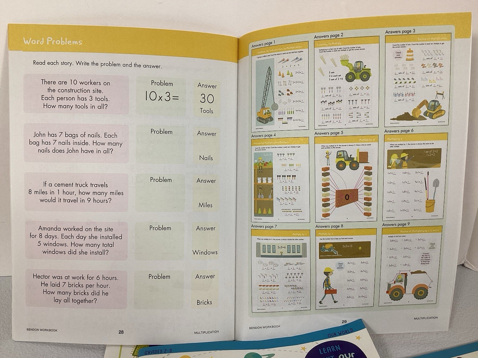 Our Amazing World & Math Learning Workbooks 32 Pages Grades 2-3 Lot Educational