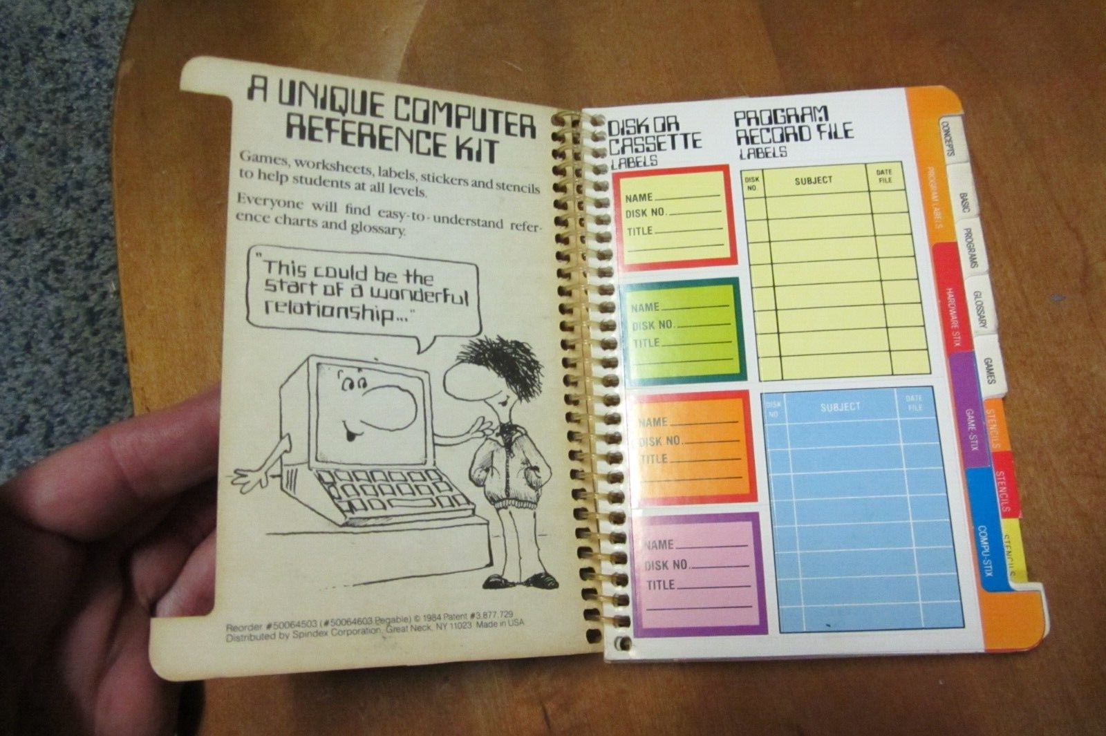 Computer Tools 1984 Spindex Stickers Graphics Programming Chart oop MAC rare 1st
