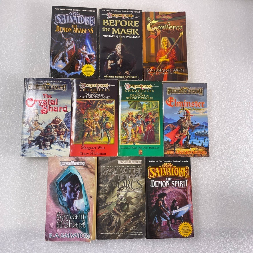 10 Dragonlance Forgotten Realms Paperback Lot by R.A. Salvatore Margaret Weis